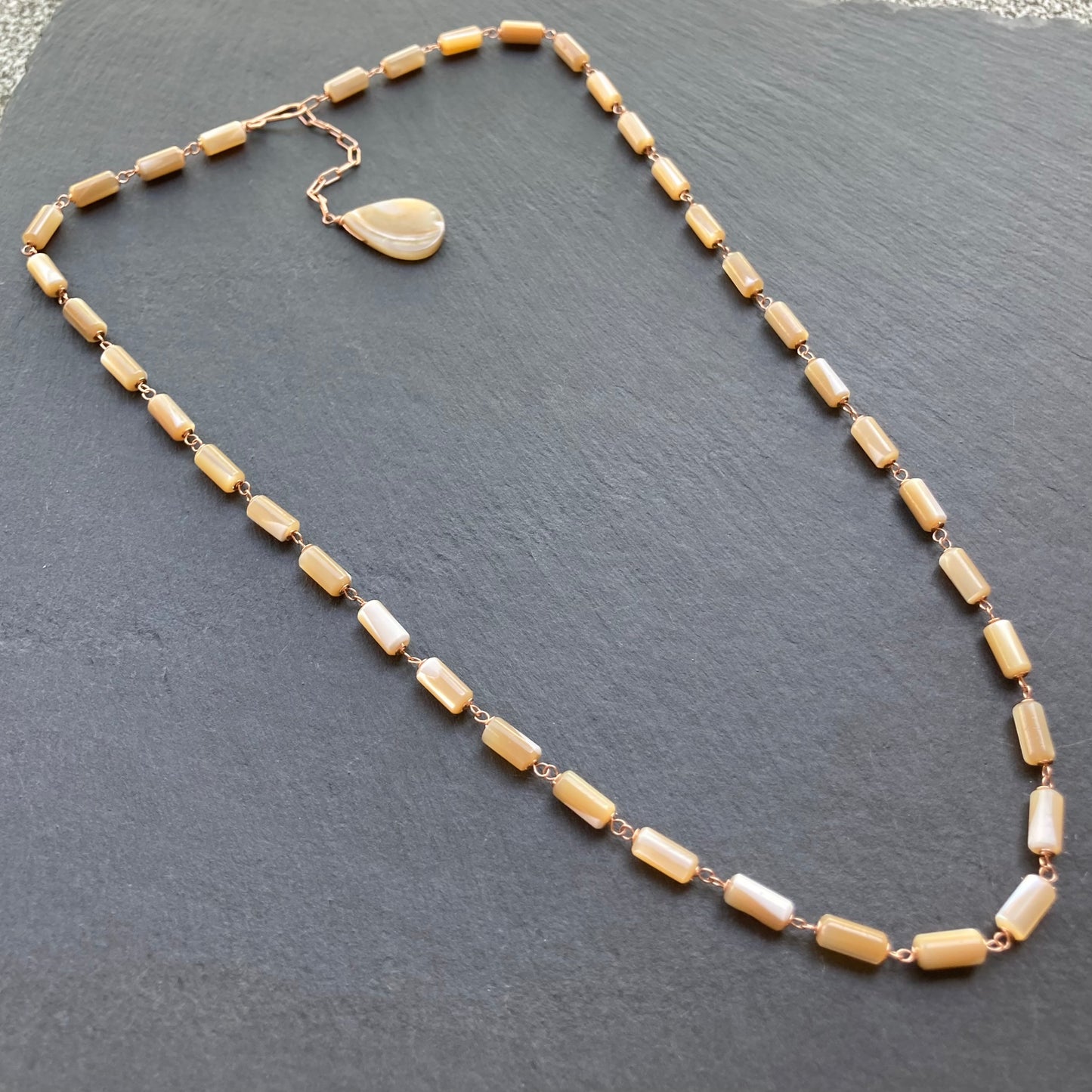 Mother of Pearl & Rose Gold Convertible Lariat Necklace