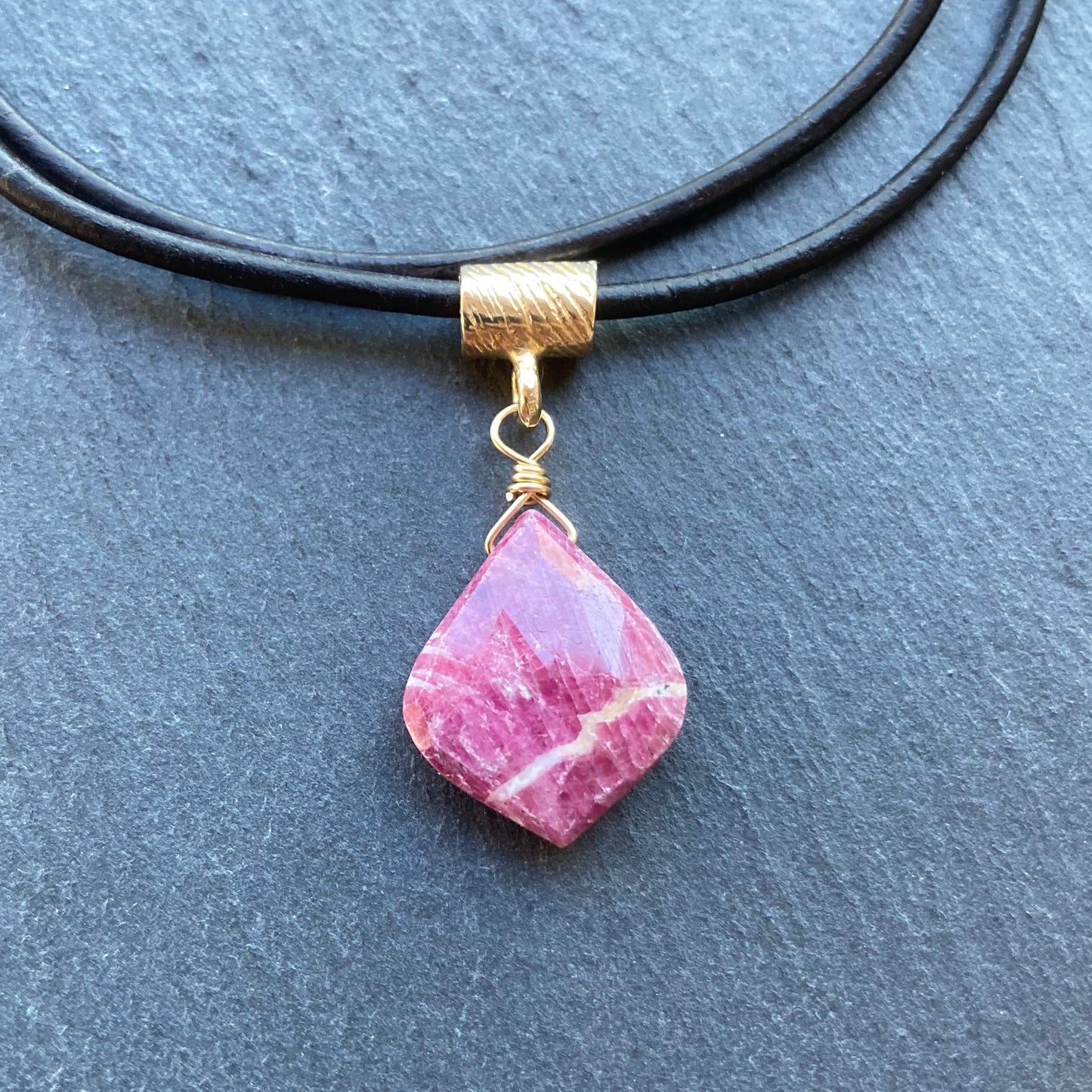 Ruby & Bronze Leather Choker