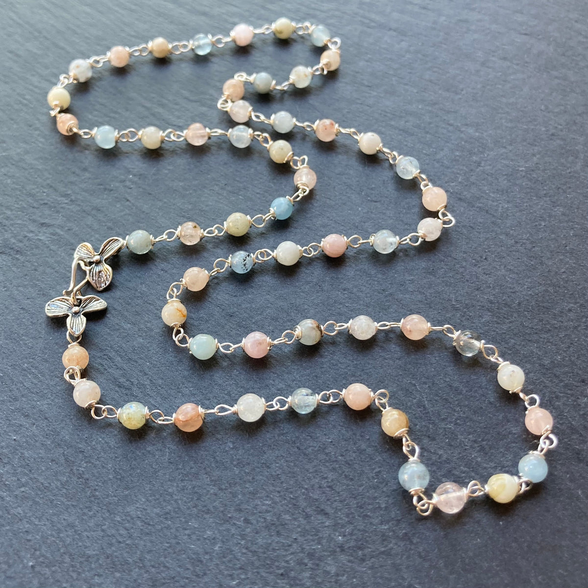 Multi Beryl & Silver Necklace