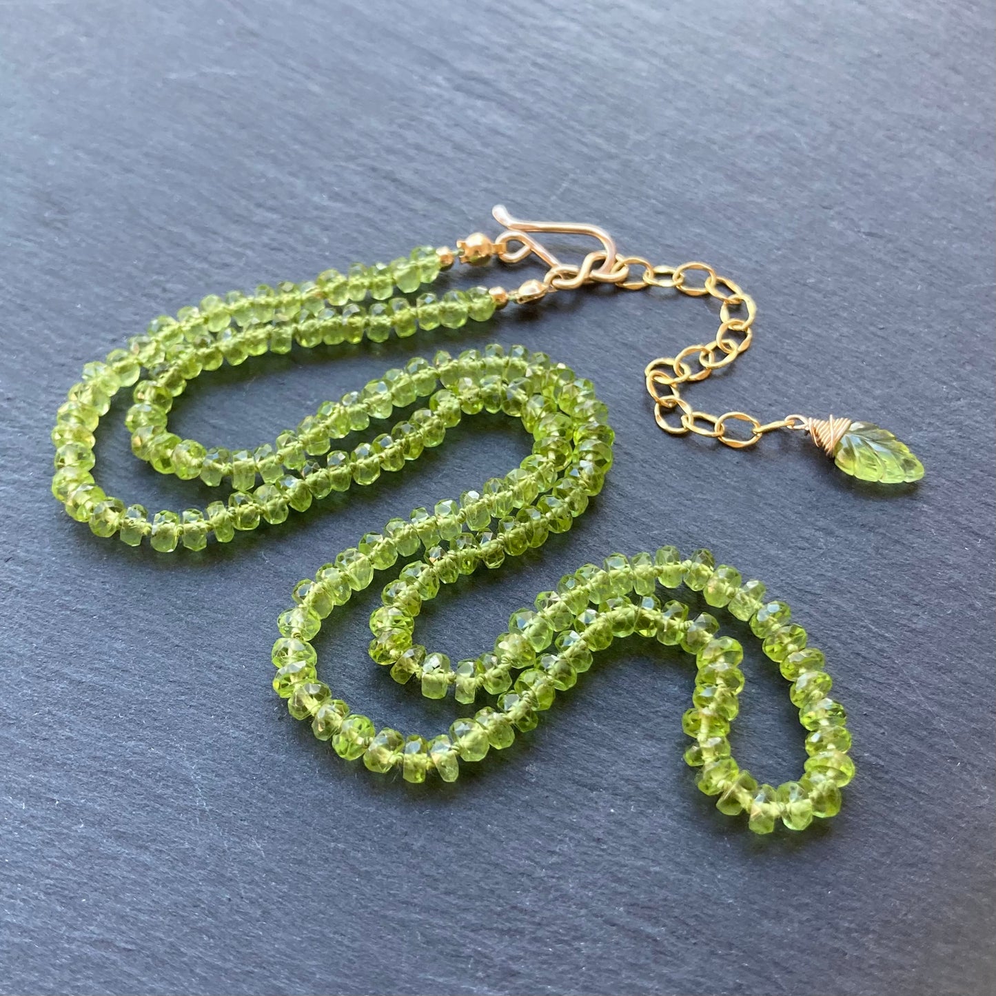 Peridot Hand Knotted Silk Necklace
