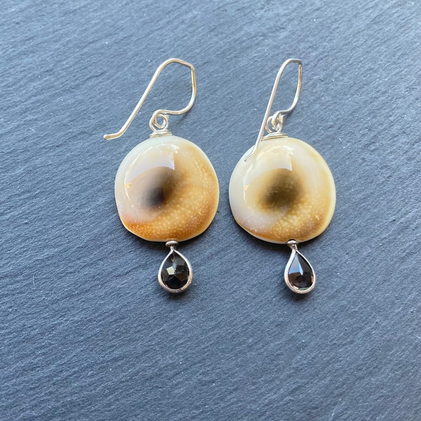 Smoky Quartz & Sterling Silver Shiva Eye Earrings