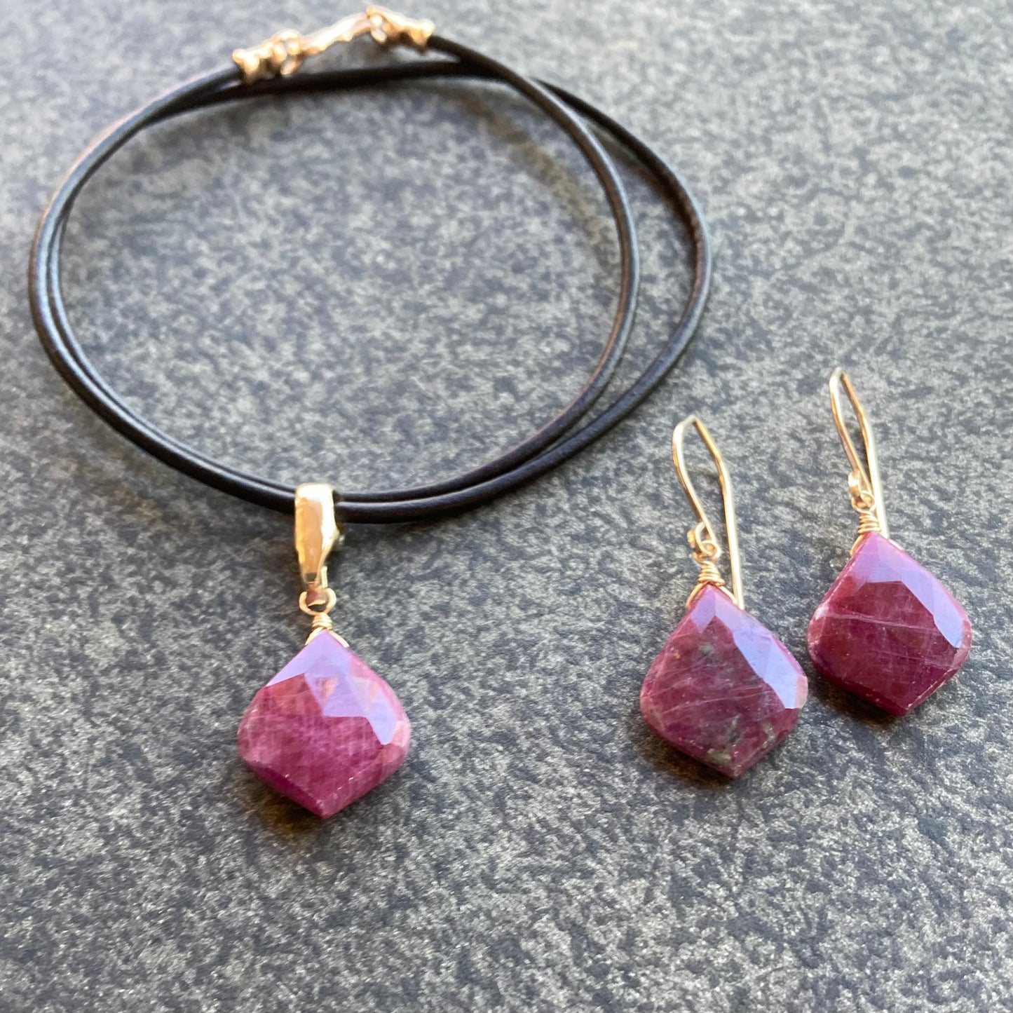 Ruby & Gold Earrings