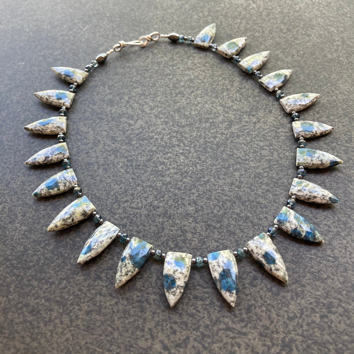 K2 Jasper, Moss Kyanite & Hematite Collar