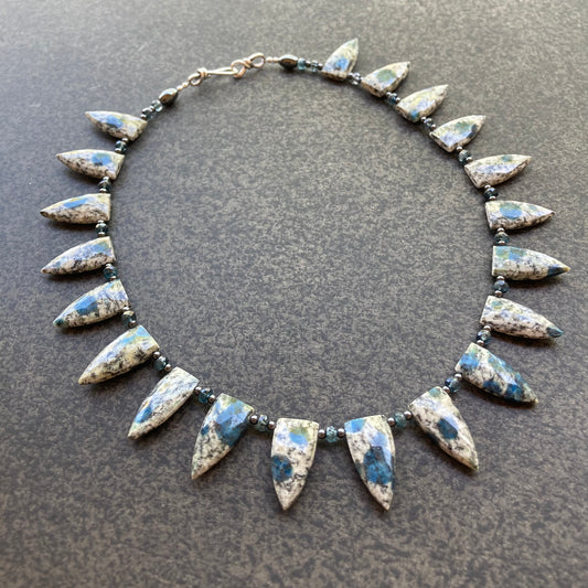 K2 Jasper, Moss Kyanite & Hematite Collar