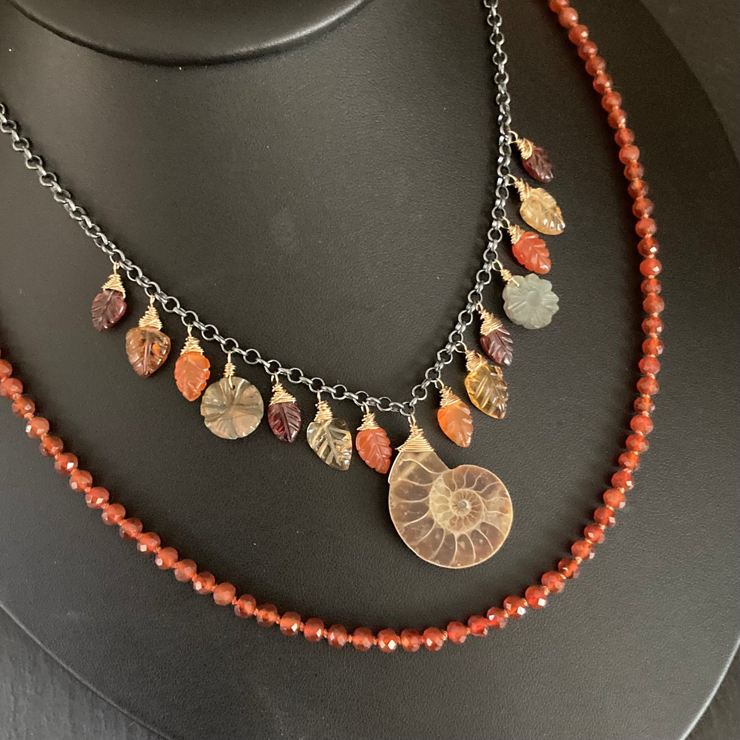 Ammonite, Multi Gemstone & Mixed Metal Woodland Goddess Charm Choker