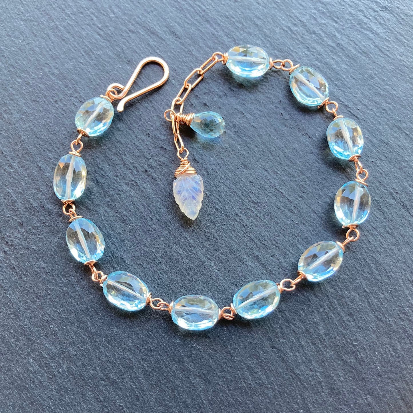 Blue Topaz & Rose Gold Bracelet