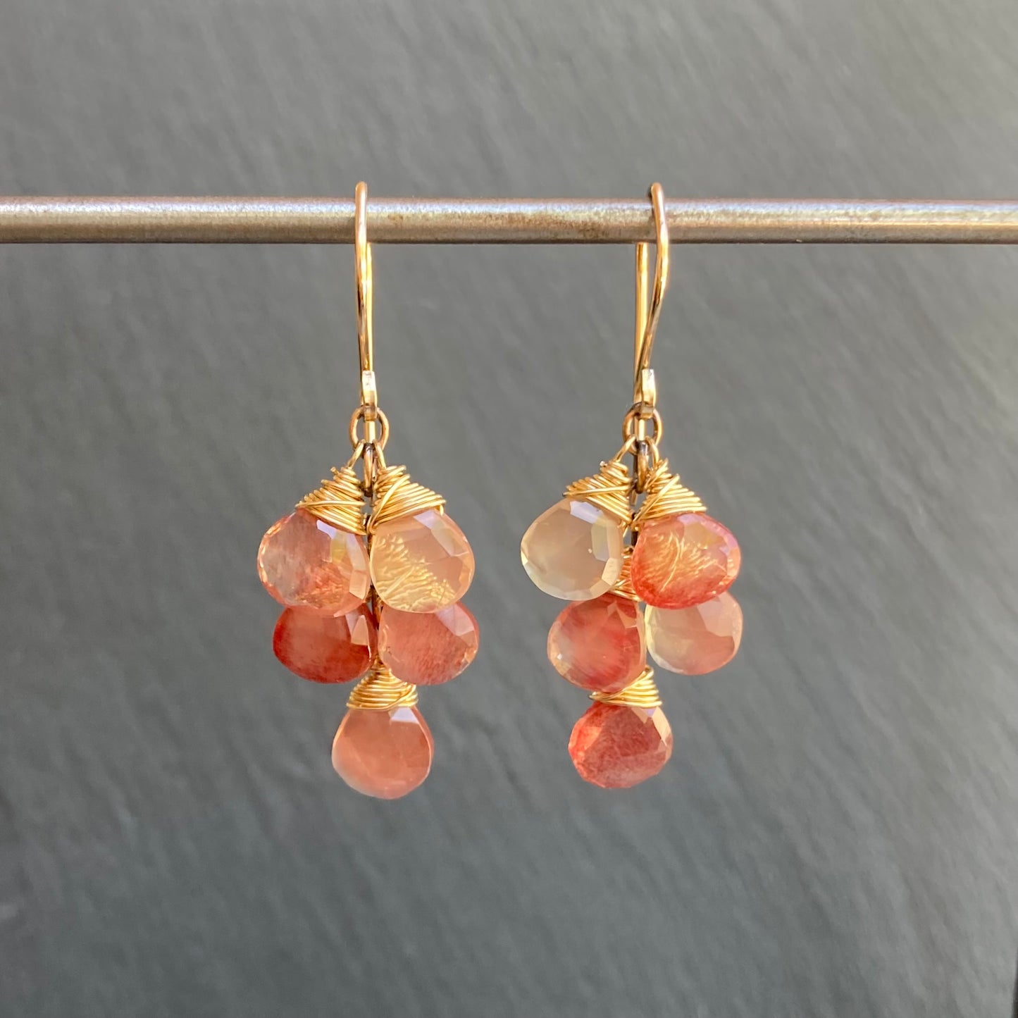 Andesine Labradorite & Mixed Metal Cascade Earrings