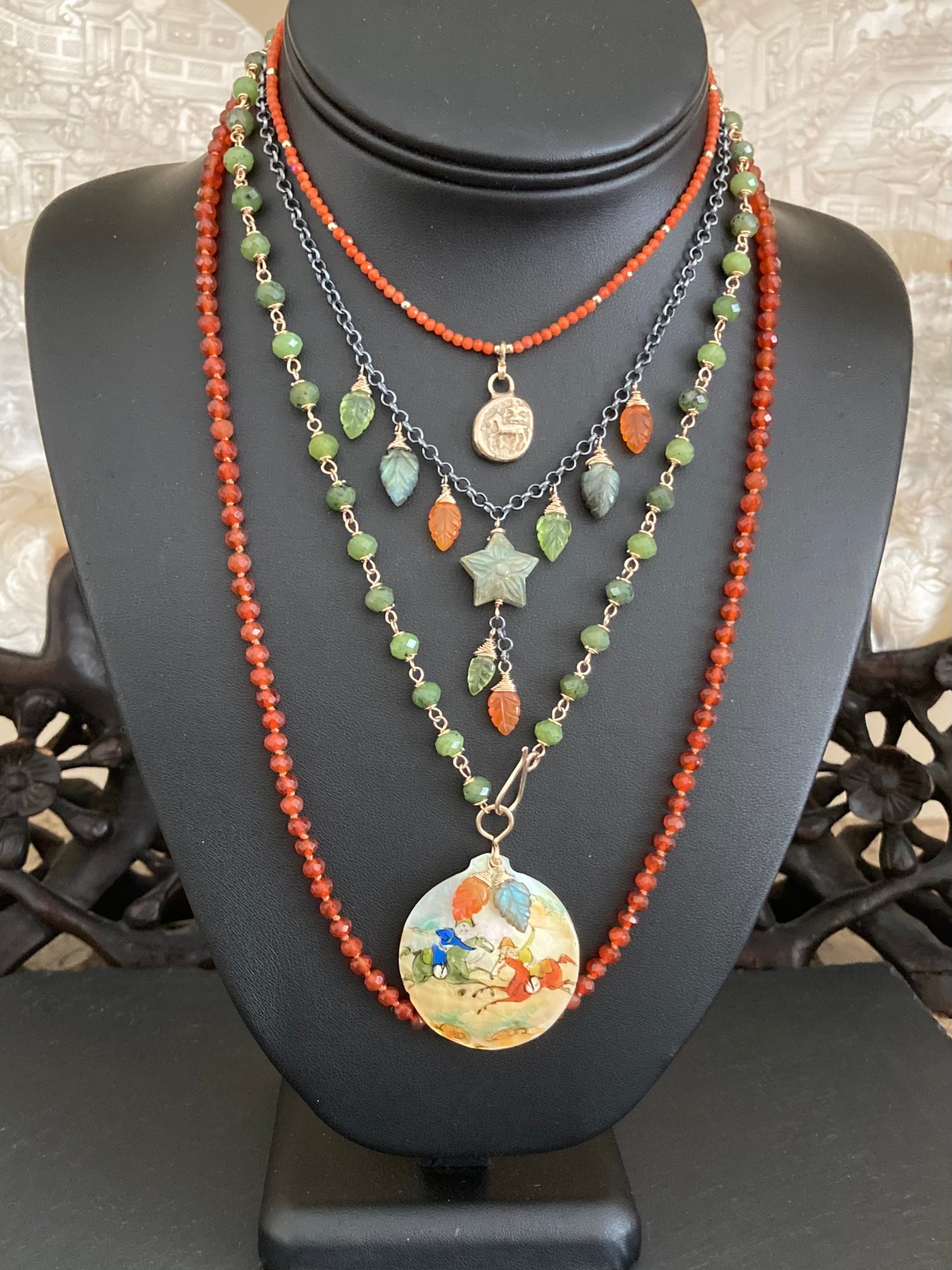 Labradorite & Mixed Metal Star Flower Charm Choker