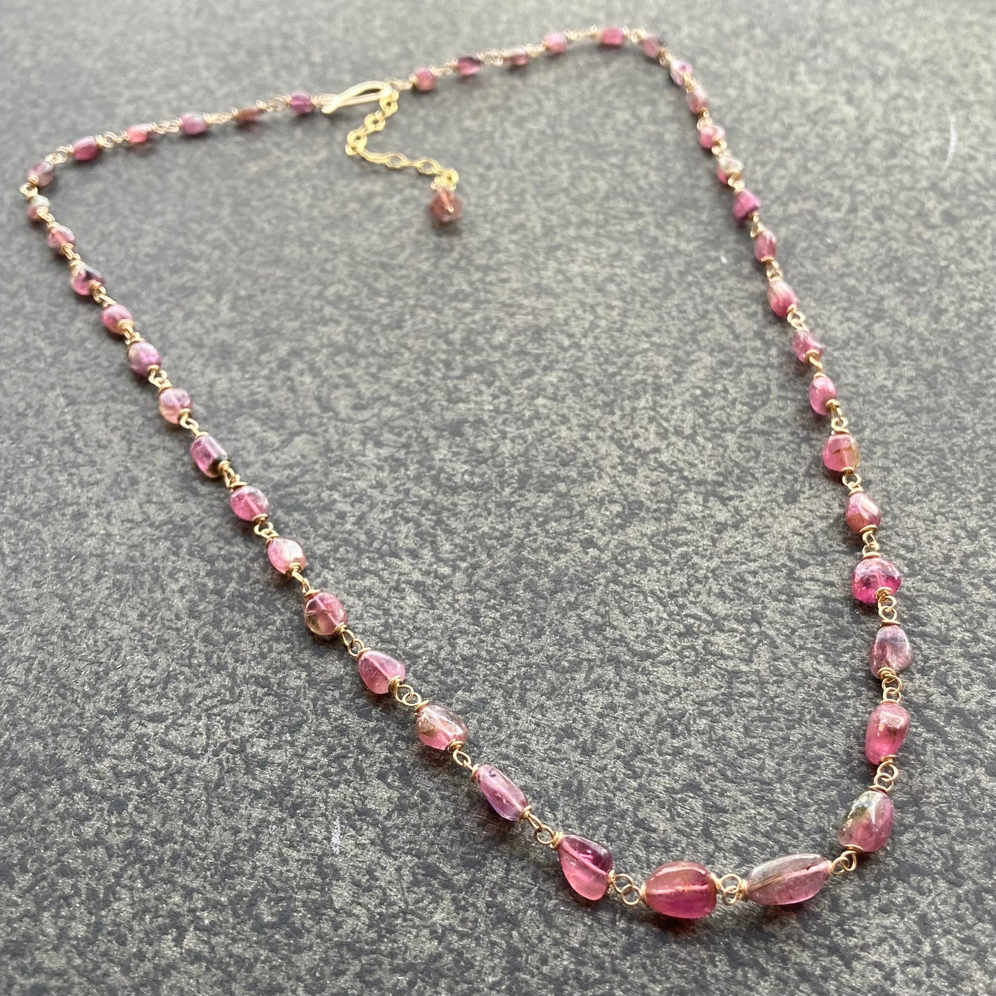 Watermelon Tourmaline & Gold Necklace