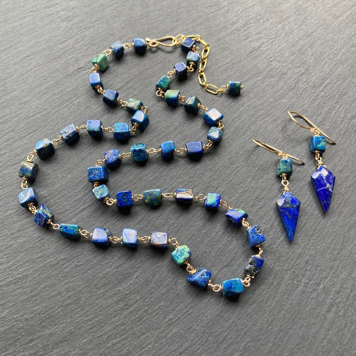 Azurite Malachite & Gold Necklace