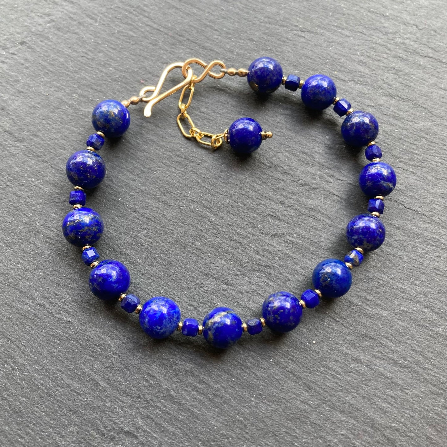 Lapis Lazuli, Pyrite & Gold Bracelet