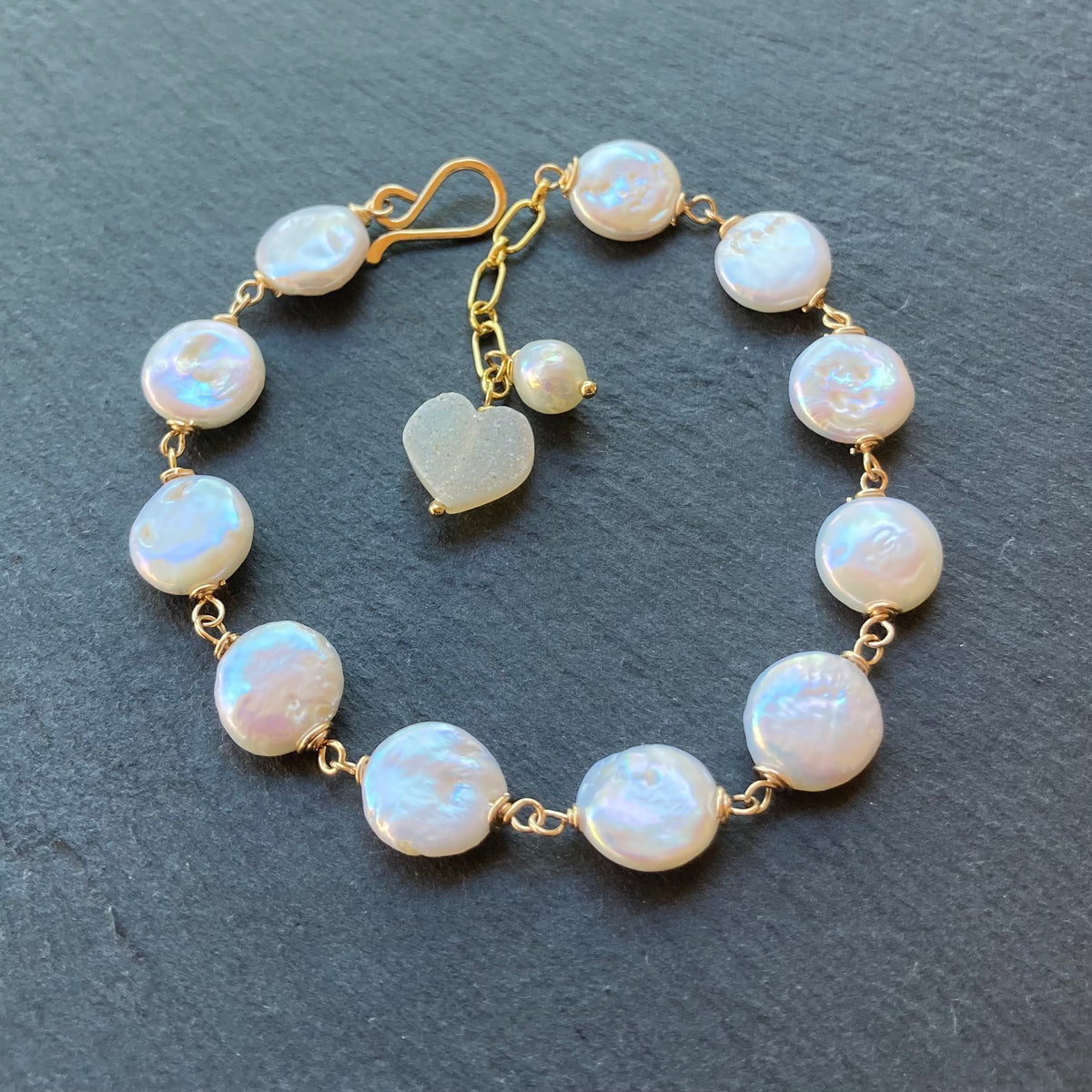 Freshwater Coin Pearl & Gold Bracelet