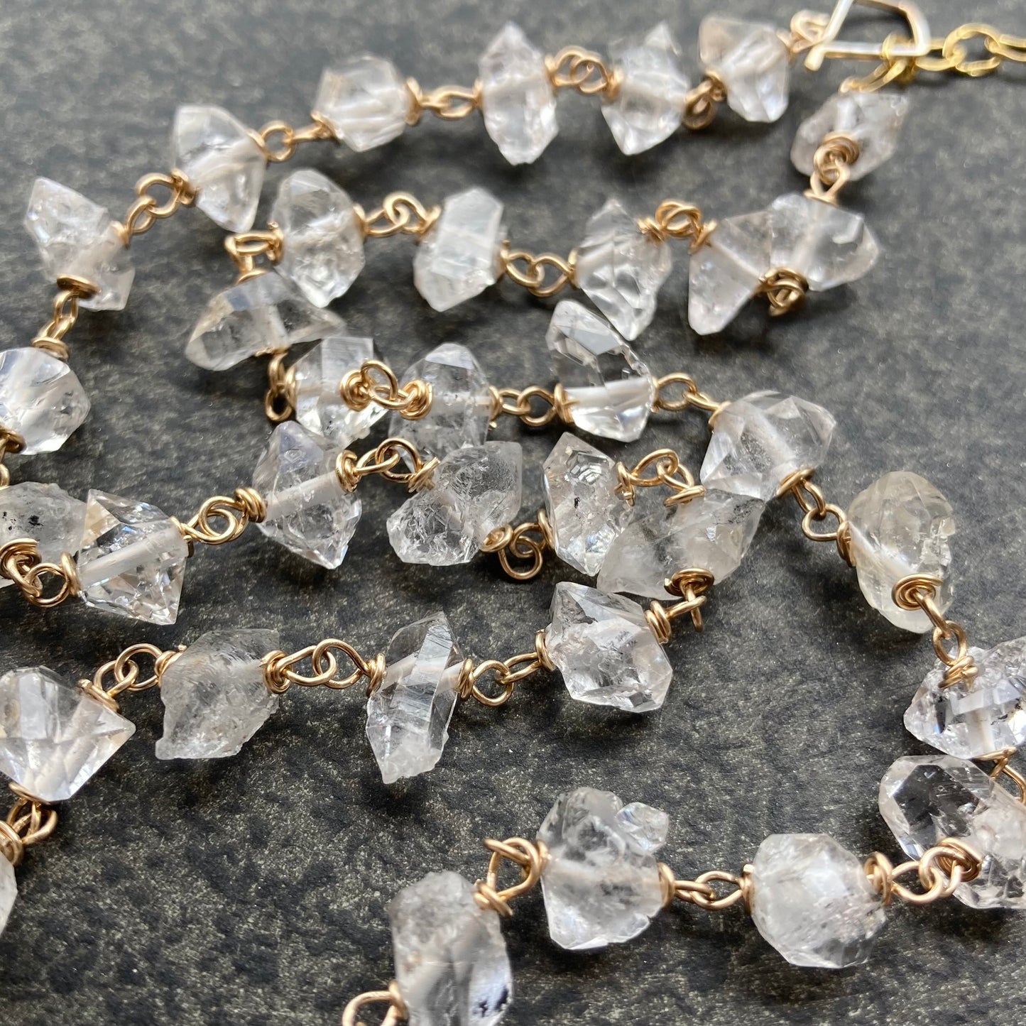 Raw Herkimer Diamond & Gold Necklace