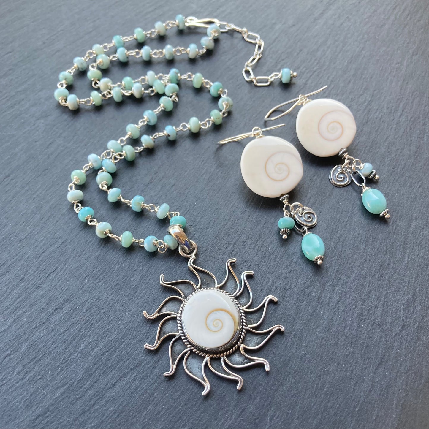 Larimar & Sterling Silver Vintage Shiva Eye Sun & Sea Pendant Necklace