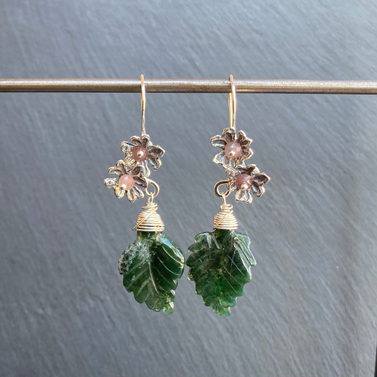 Indian Agate & Sterling Silver Winter Blossom Earrings