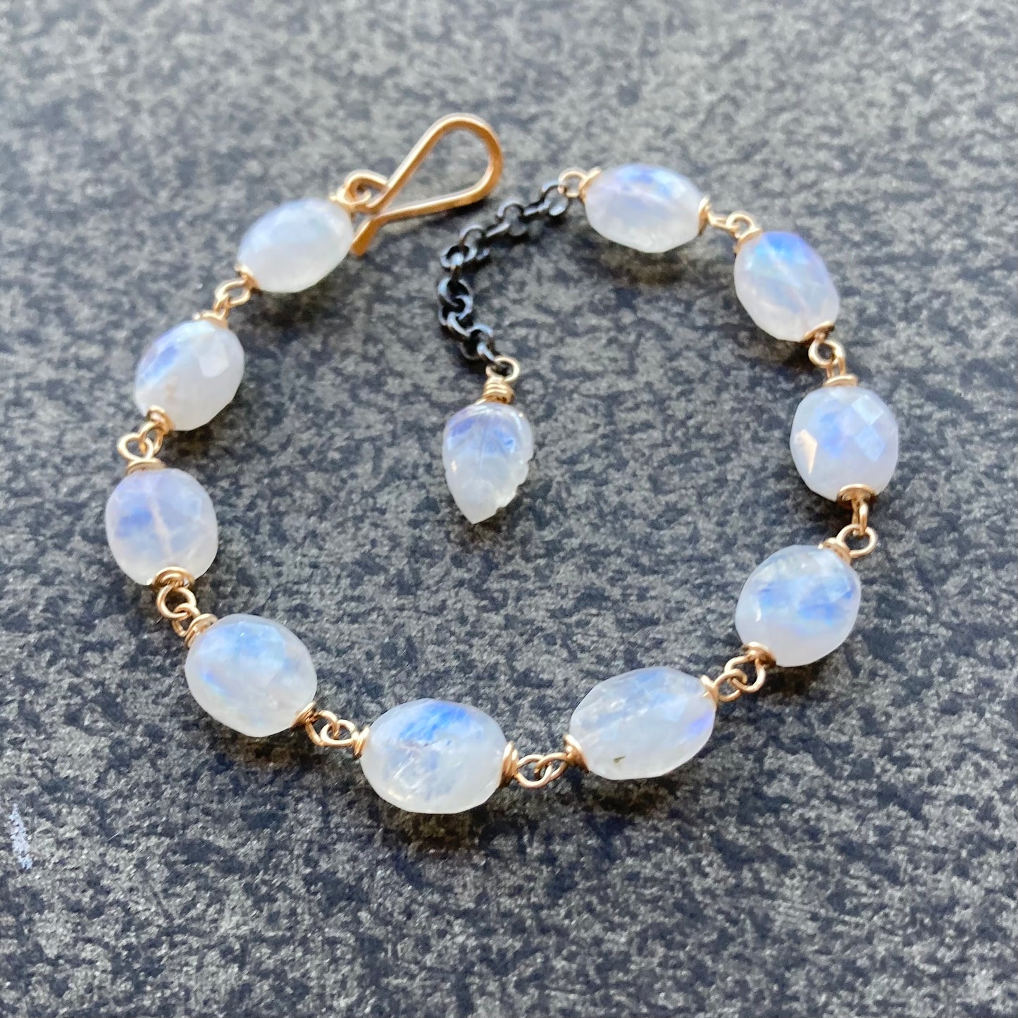 Rainbow Moonstone & Gold Bracelet