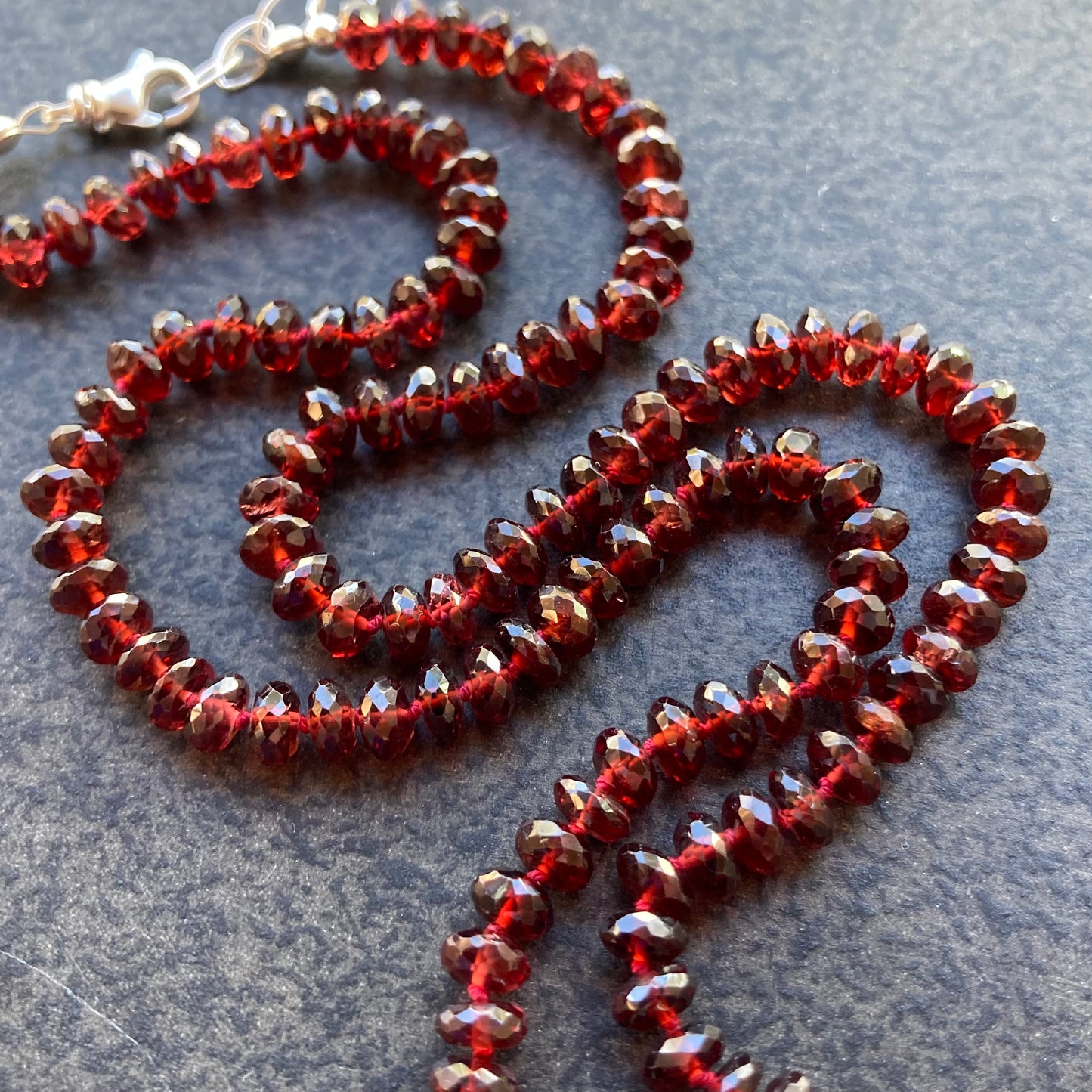 Mozambique Garnet Hand Knotted Silk Necklace