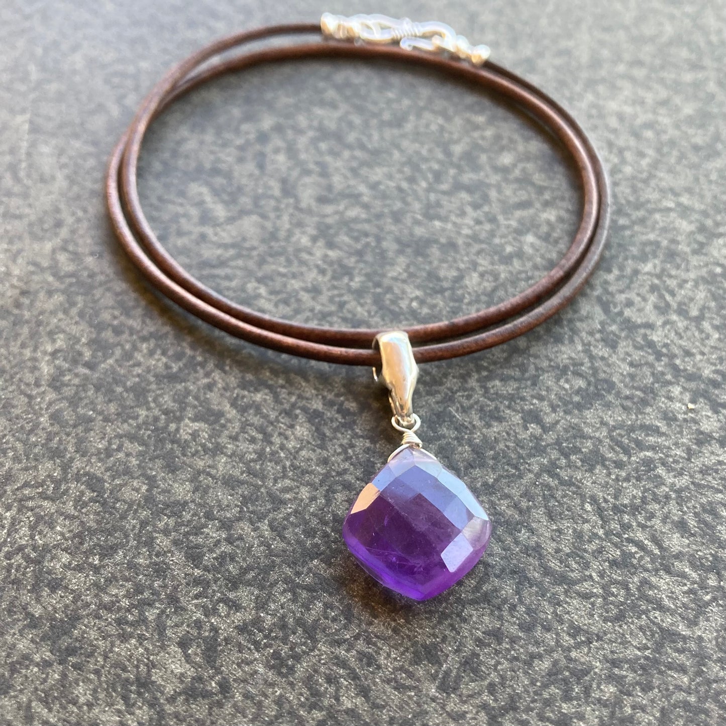 Amethyst & Sterling Silver Leather Choker