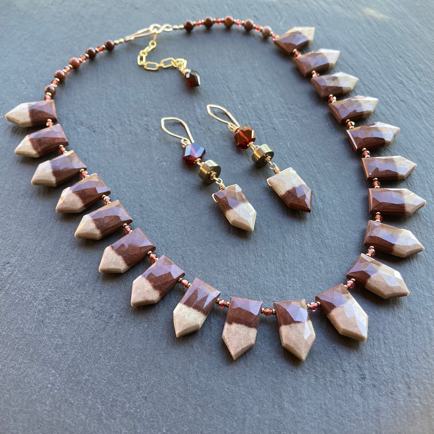 Mookaite, Malaya Garnet & Pyrite Collar