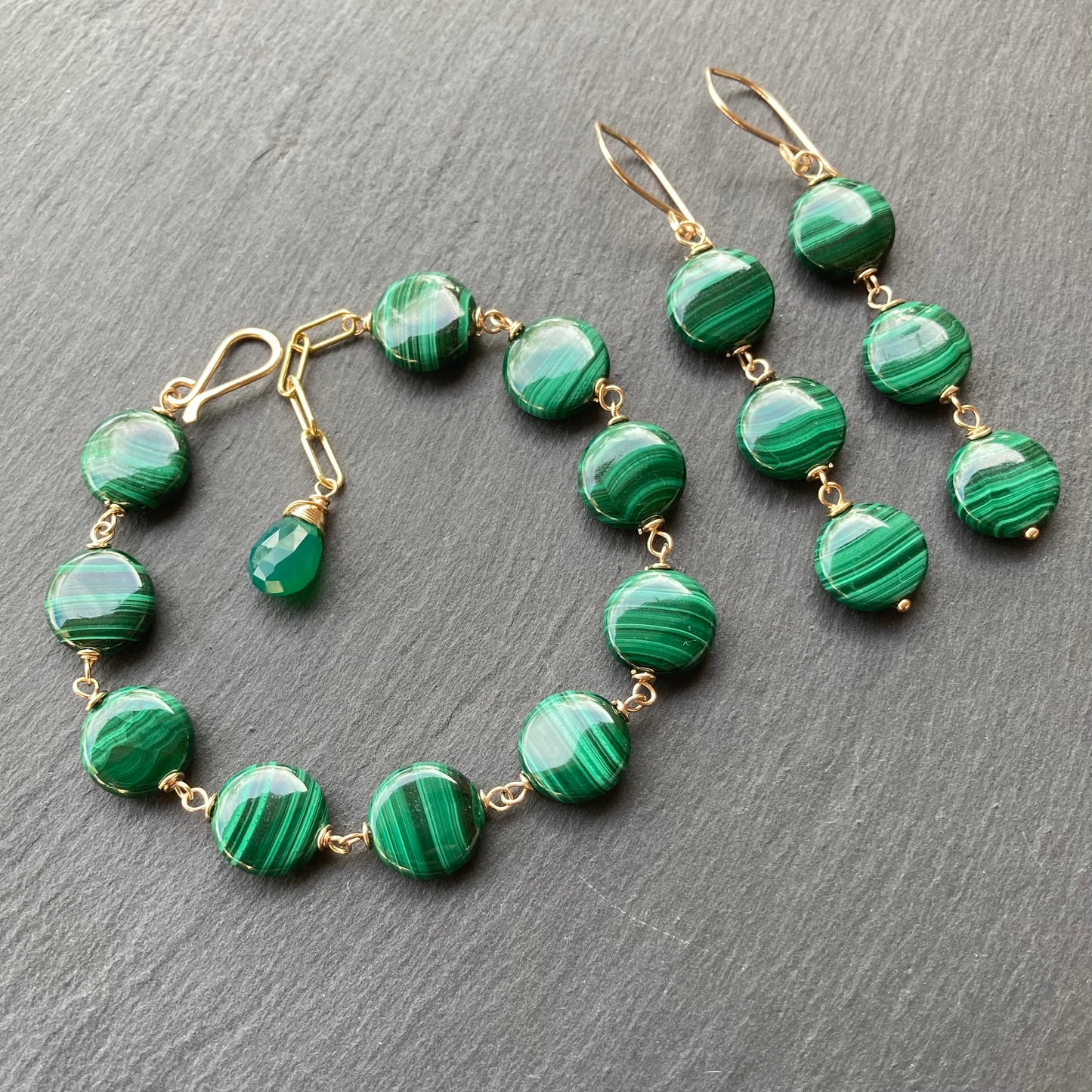 Malachite & Gold Earrings