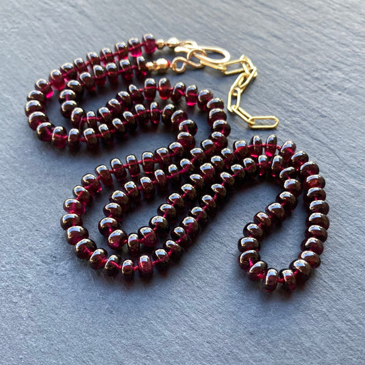 Rhodolite Garnet Hand Knotted Silk Necklace