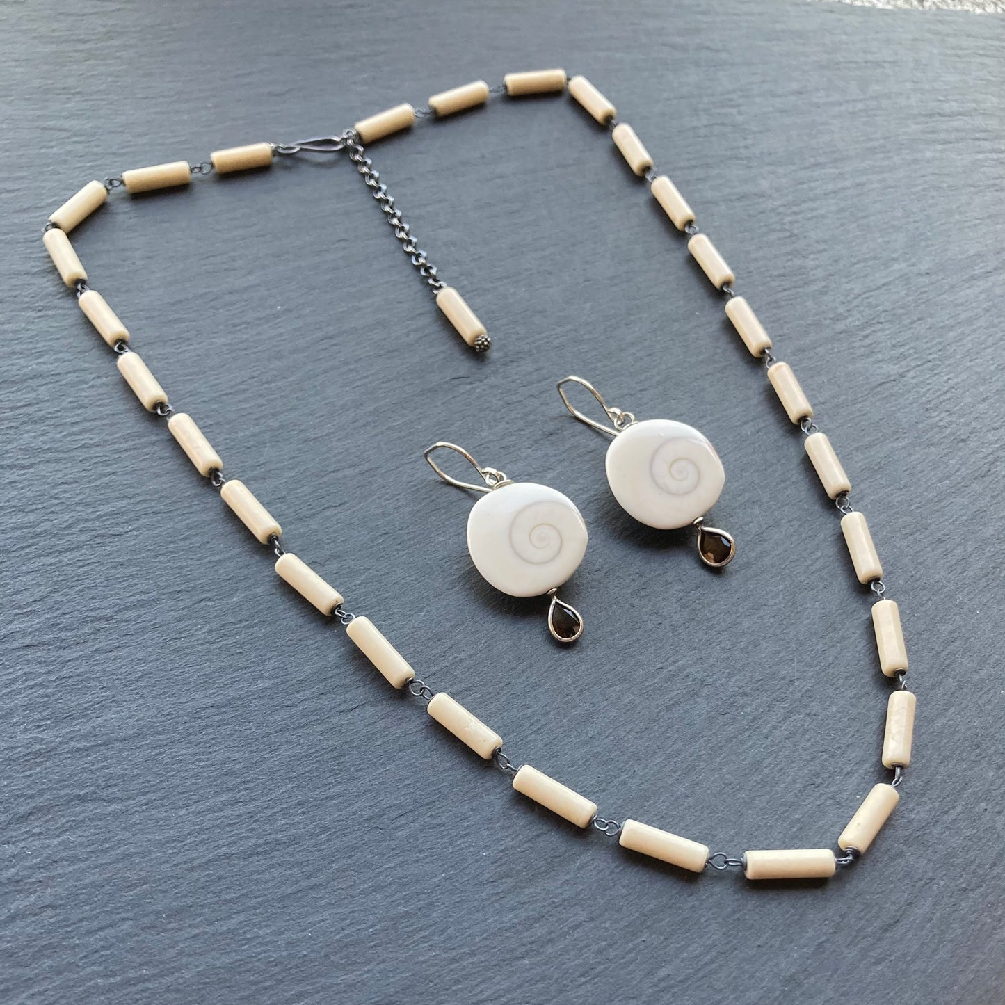 Smoky Quartz & Sterling Silver Shiva Eye Earrings