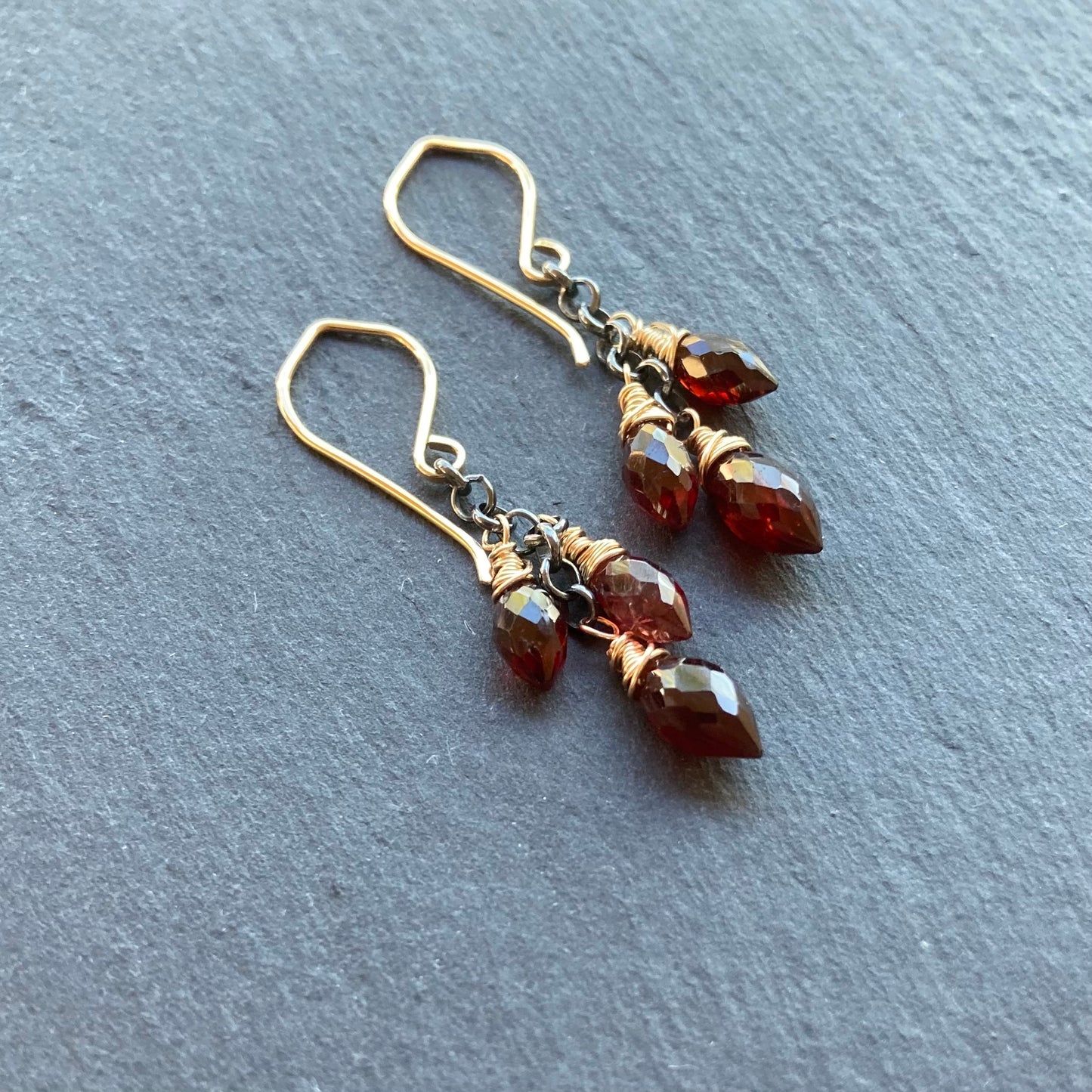 Mozambique Garnet & Mixed Metal Cascade Earrings