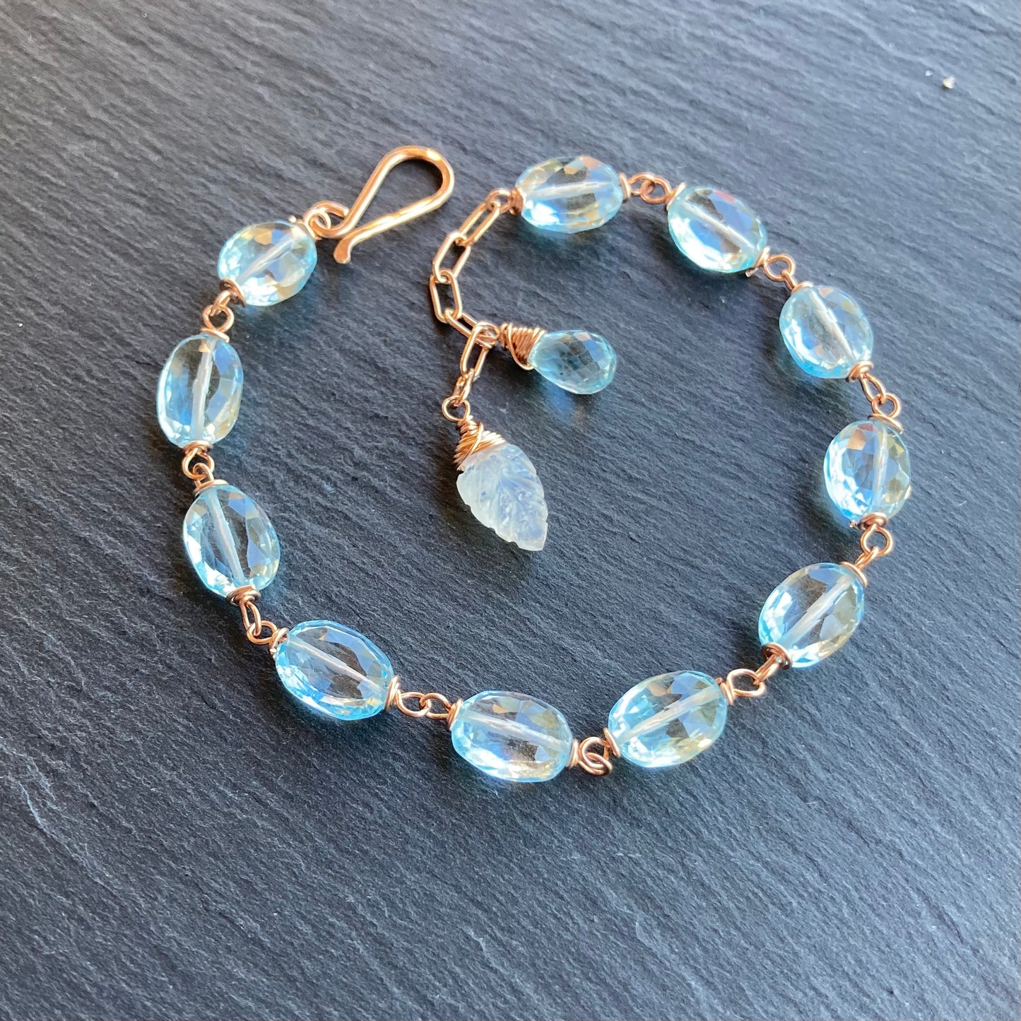 Blue Topaz & Rose Gold Bracelet