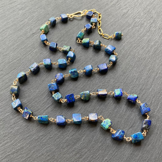 Azurite Malachite & Gold Necklace