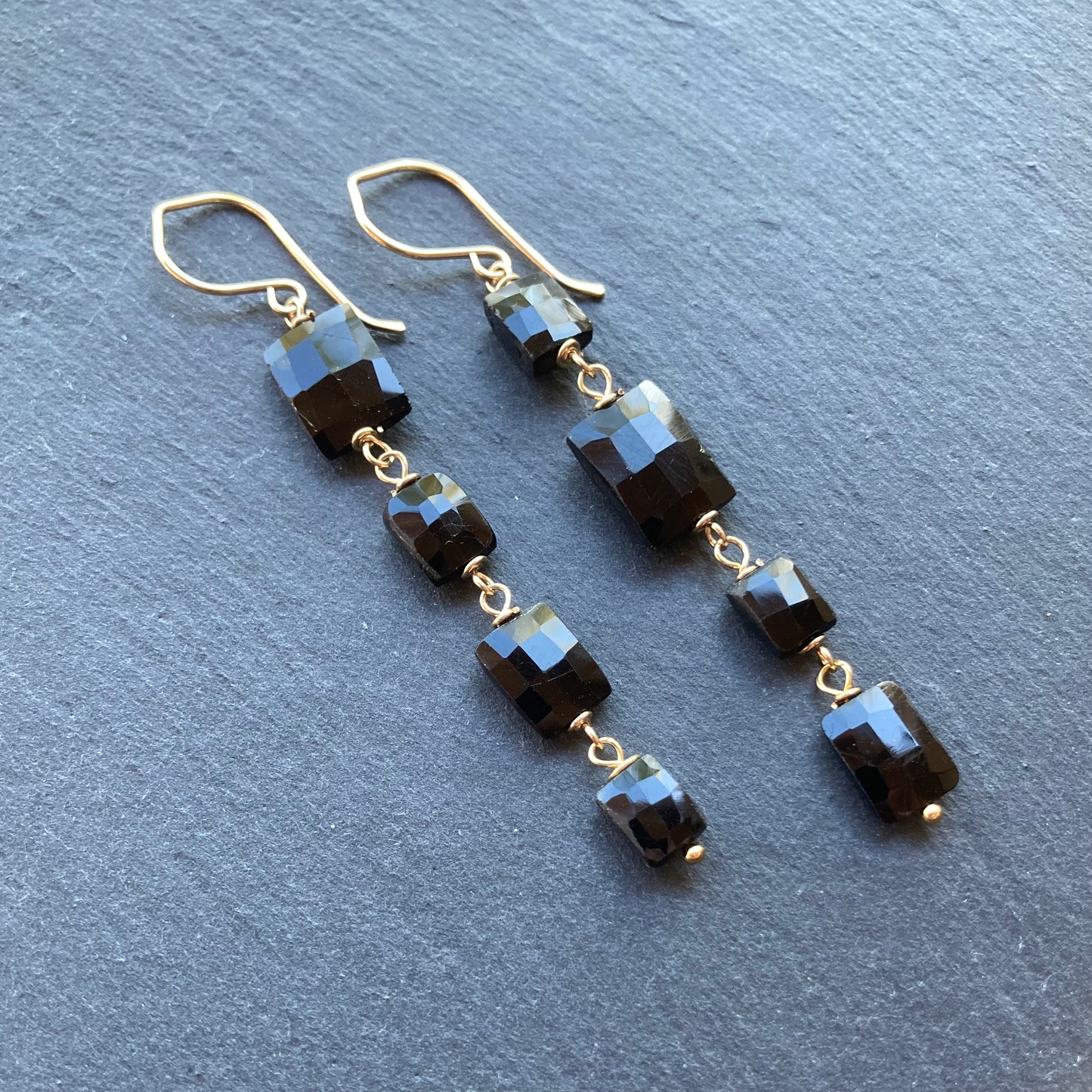 Black Spinel & Gold Earrings