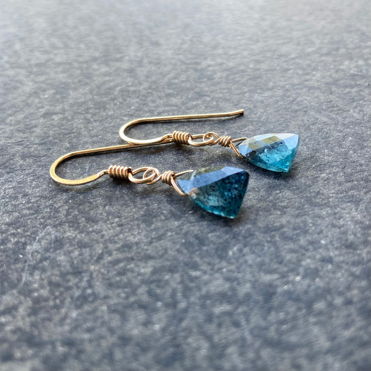 Moss Kyanite & Gold Earrings