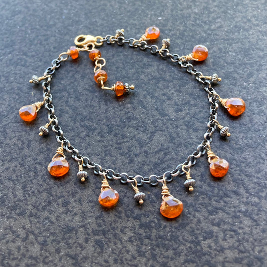 Orange Kyanite & Mixed Metal Charm Bracelet