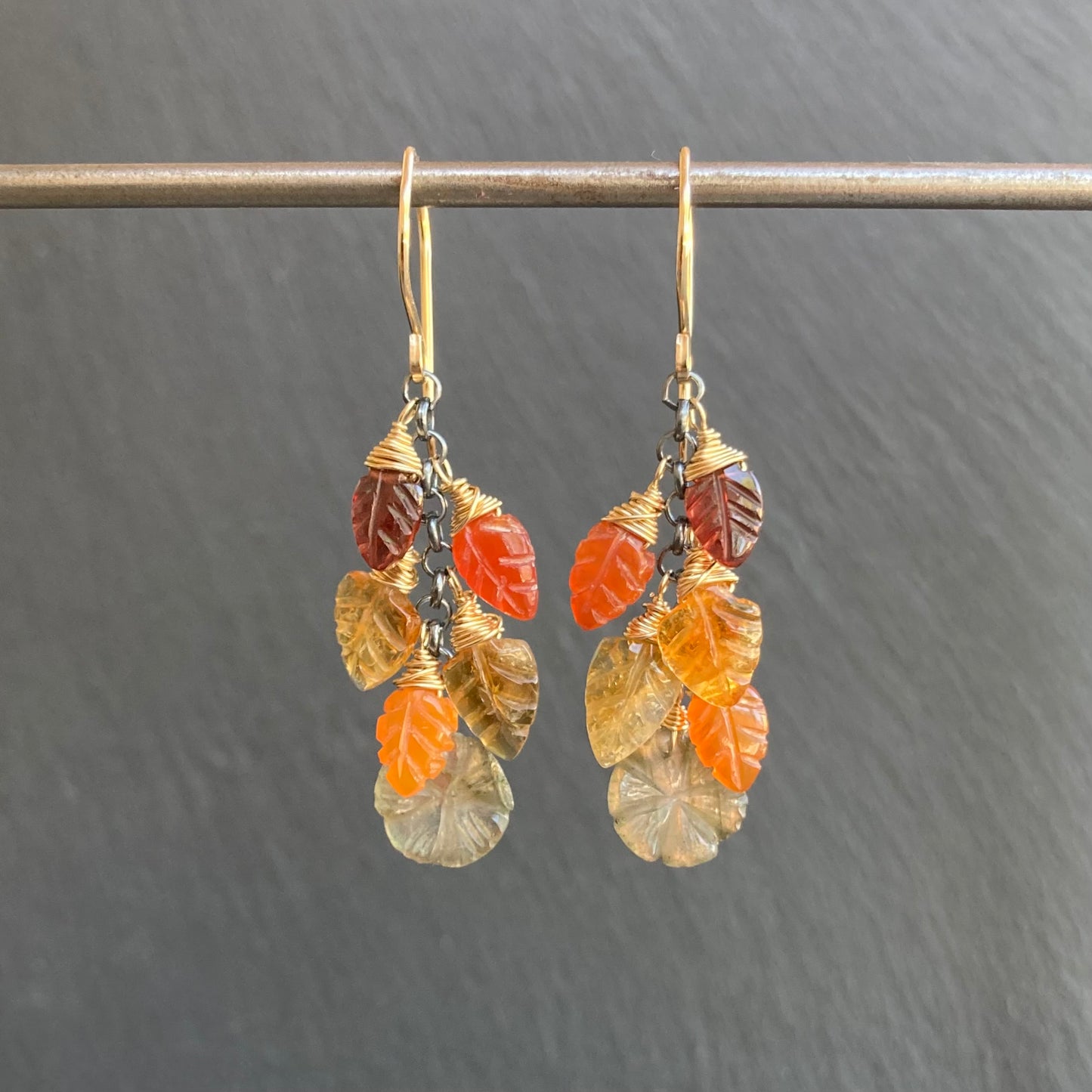 Multi Gemstone & Mixed Metal Woodland Goddess Cascade Earrings