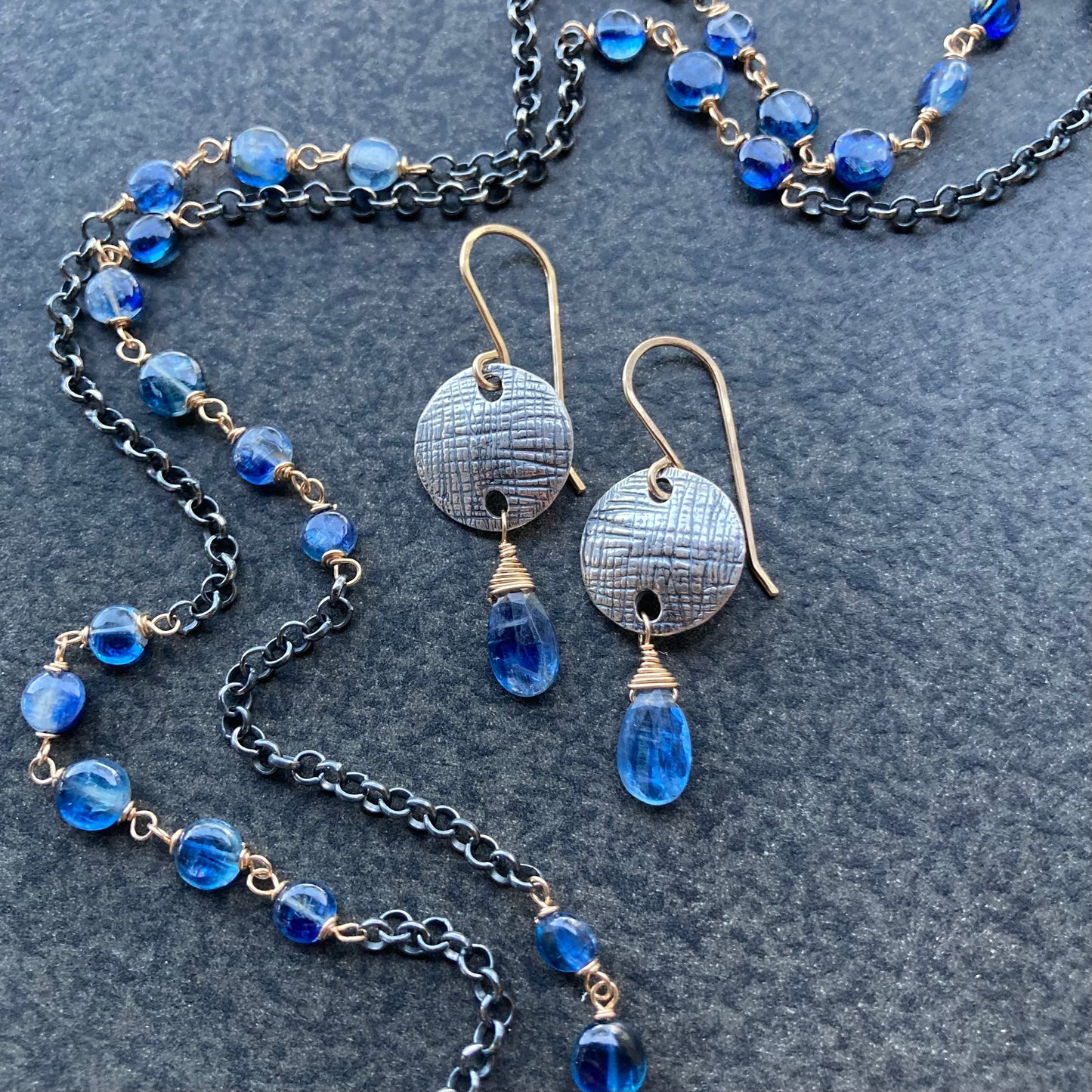 Blue Kyanite & Mixed Metal Necklace