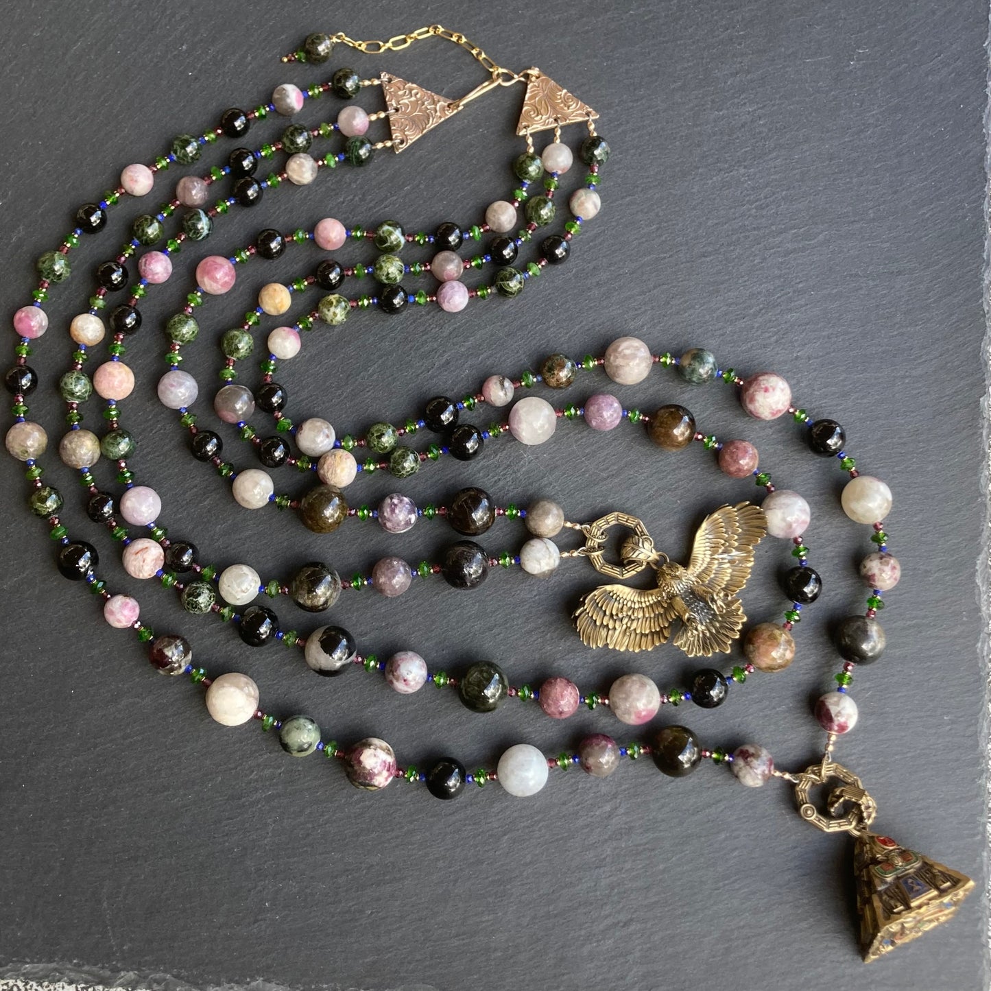 Custom Multi Gemstone 3-Strand Necklace