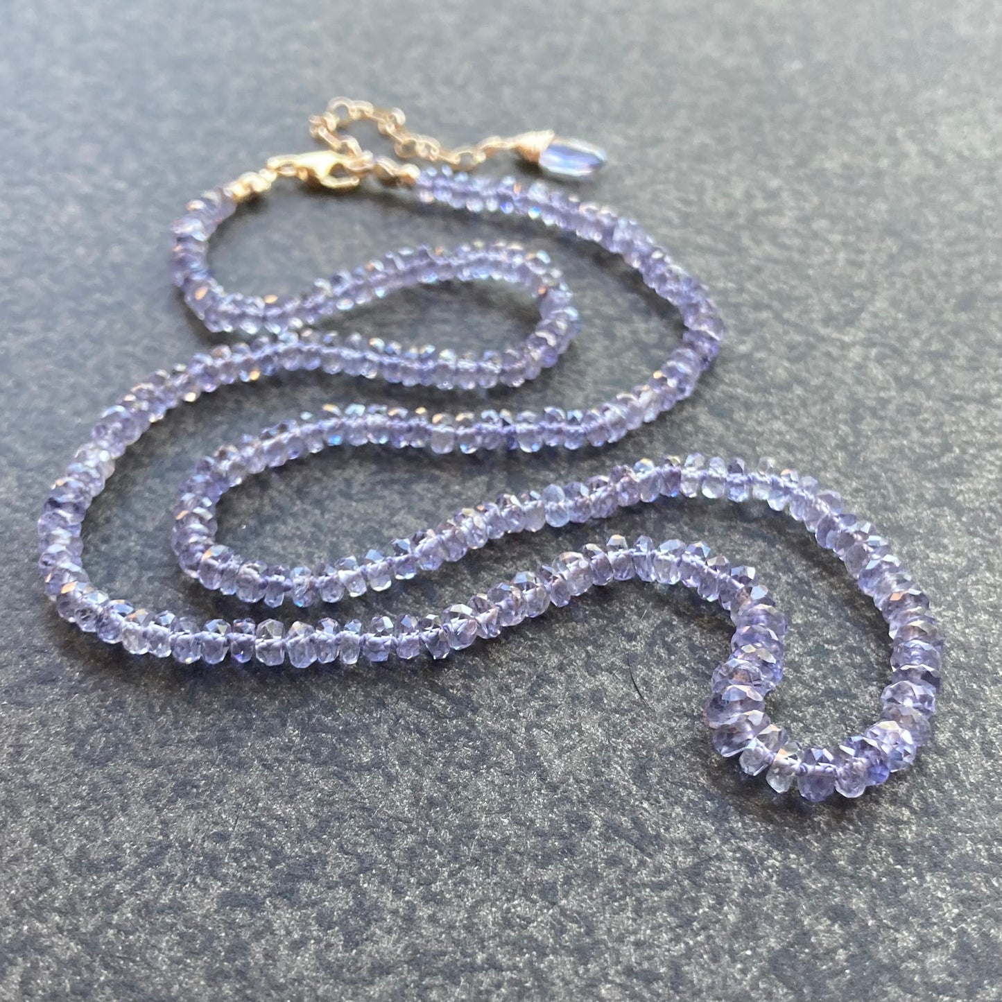 Iolite Hand Knotted Silk Necklace