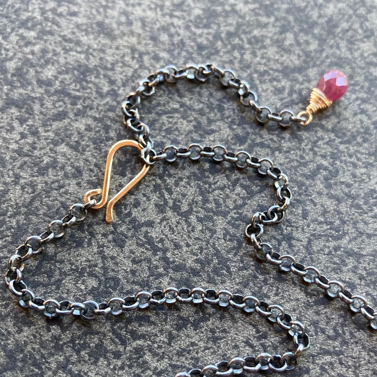 Ruby & Mixed Metal Charm Choker