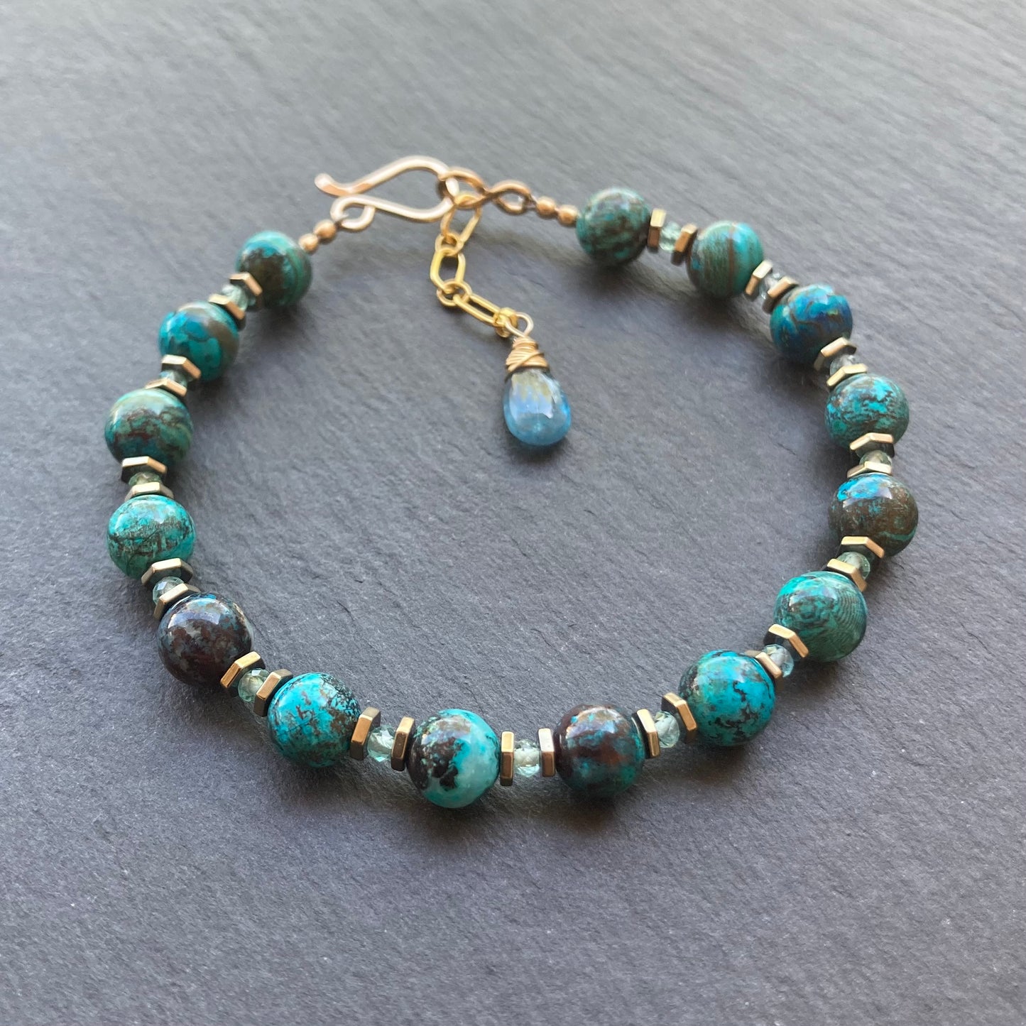 Shattuckite & Gold Bracelet