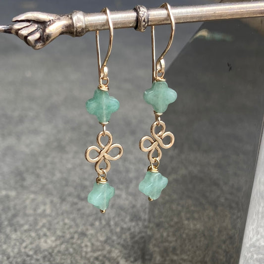 Aventurine & Gold Good Fortune Earrings