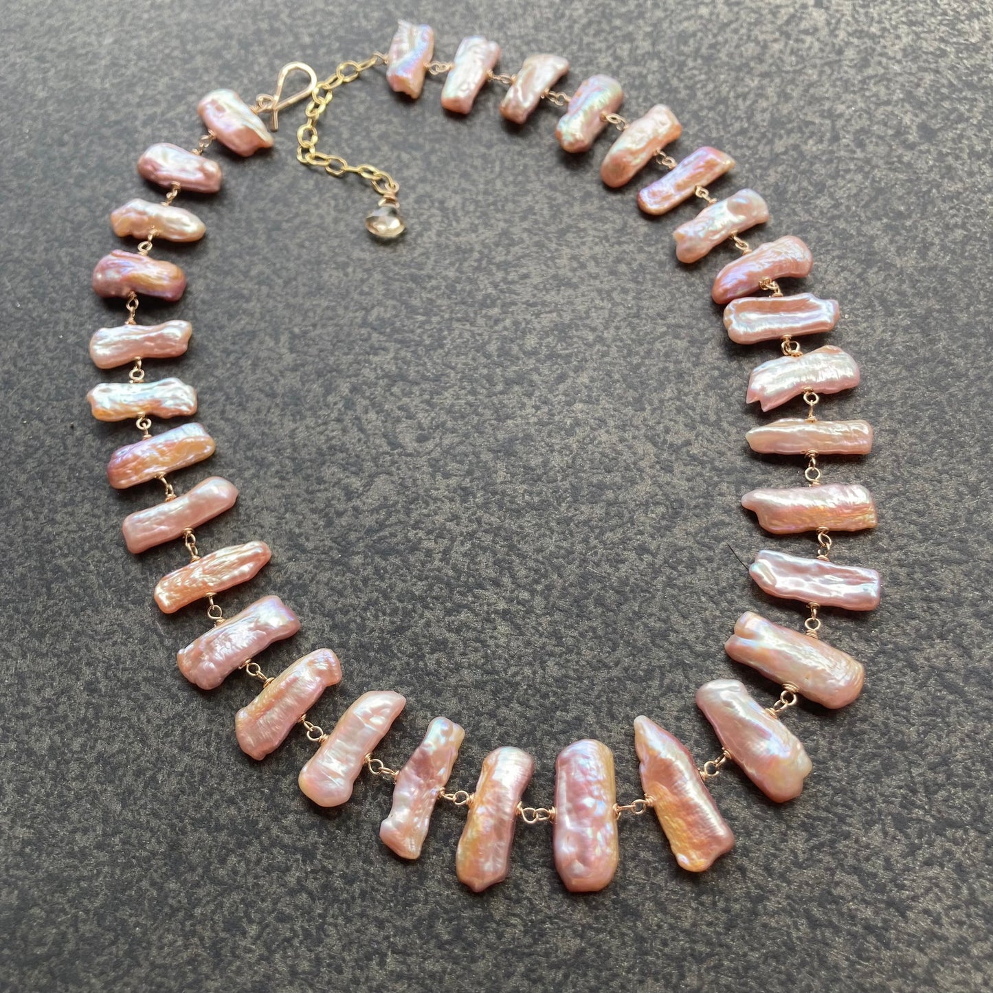 Angel Pink Biwa Pearl & Gold Collar