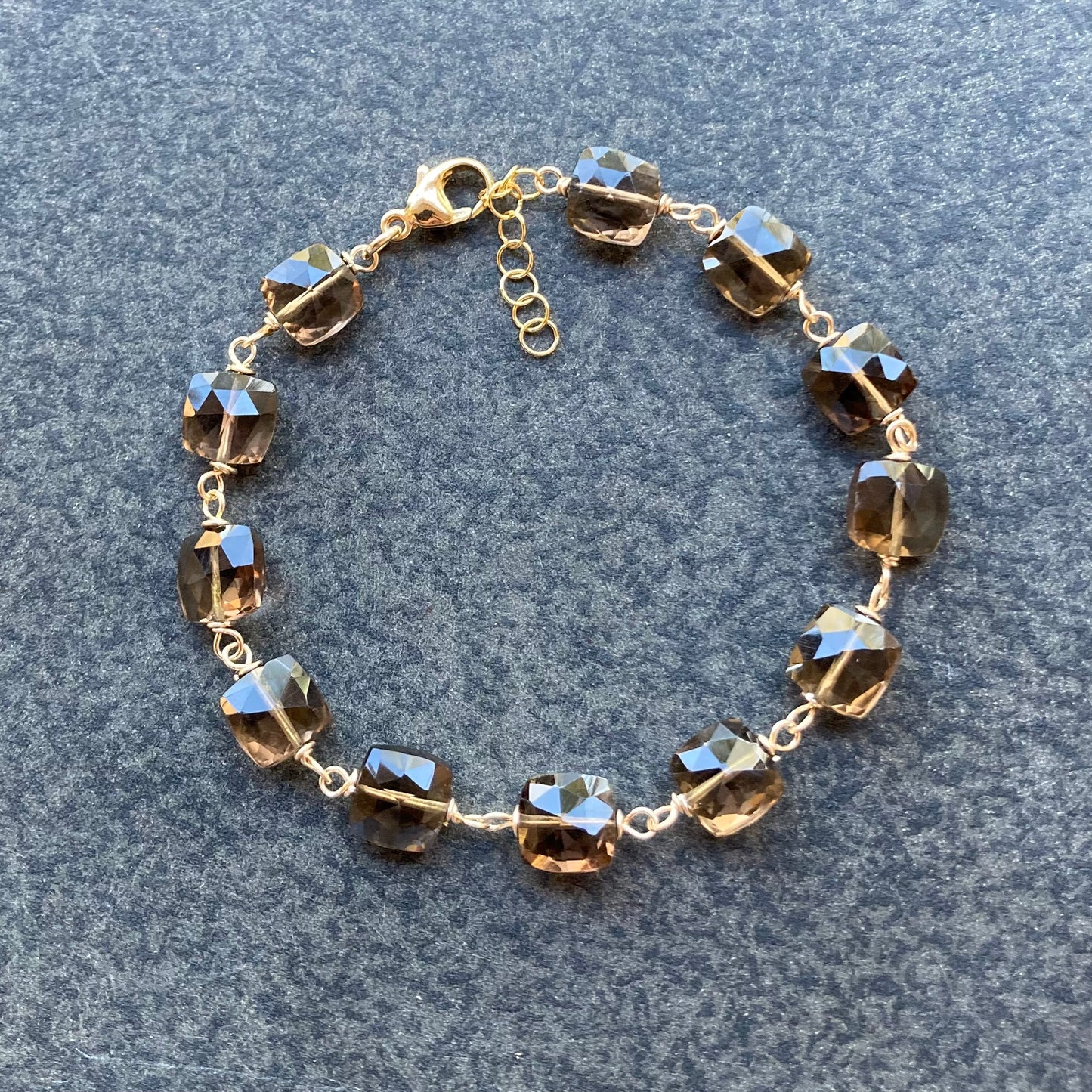 Smoky Quartz & 14k Gold Bracelet