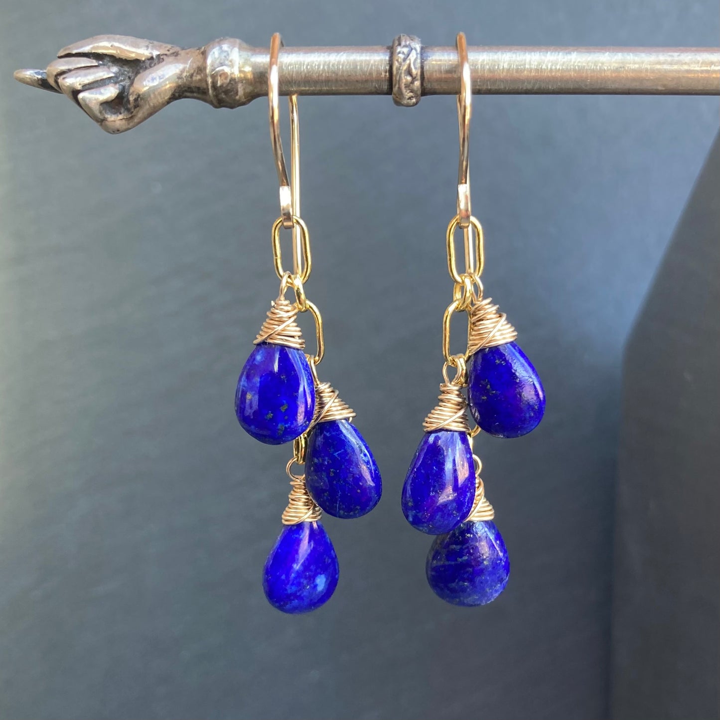 Lapis Lazuli & Gold Cascade Earrings