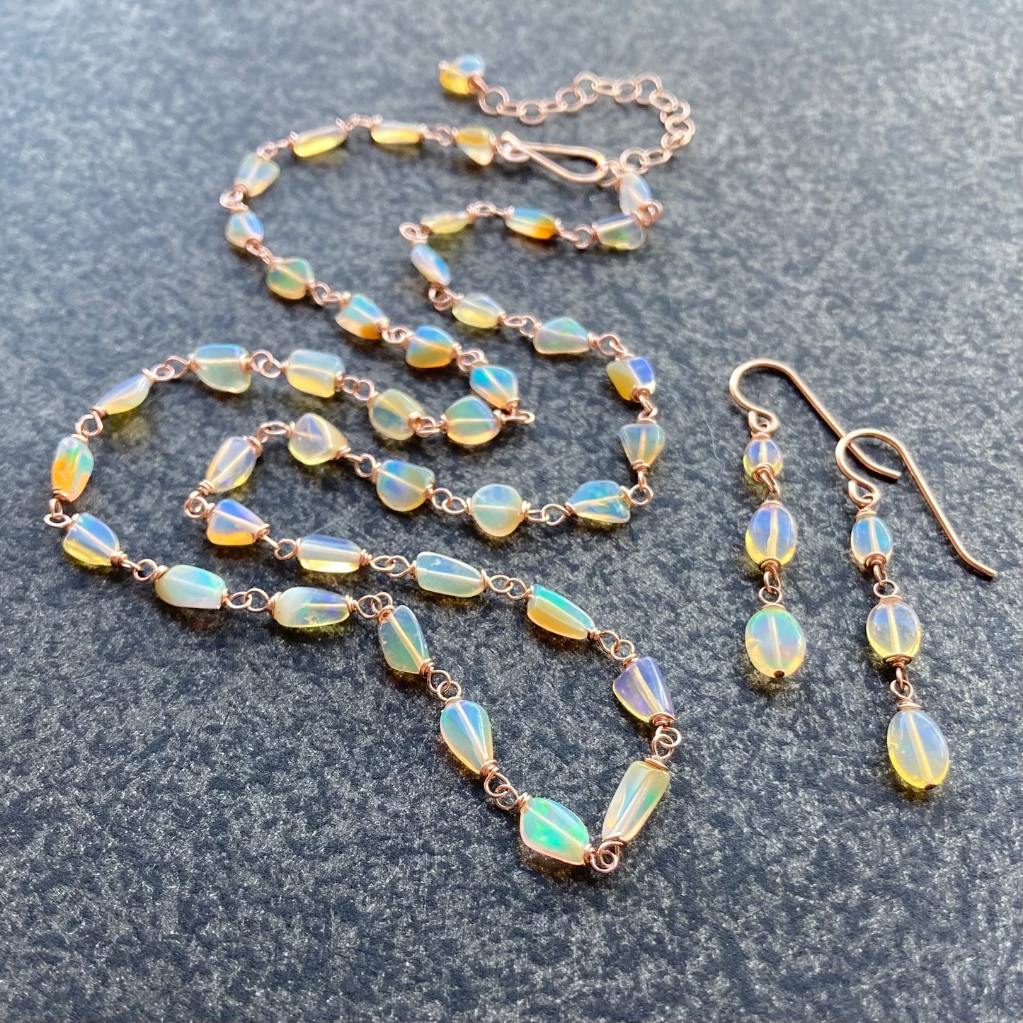 Ethiopian Opal & 14k Rose Gold Earrings