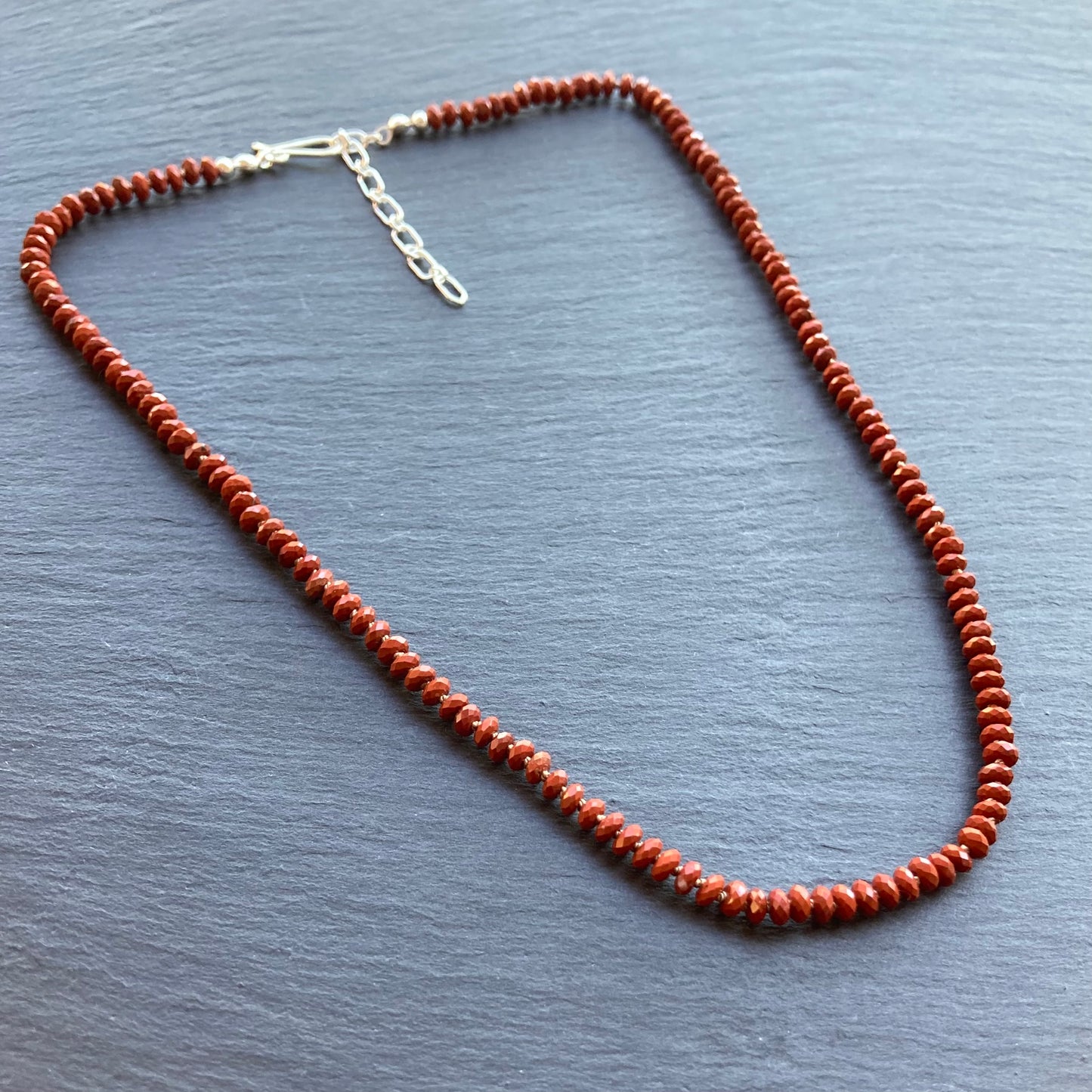 Red Jasper Hand Knotted Silk Necklace