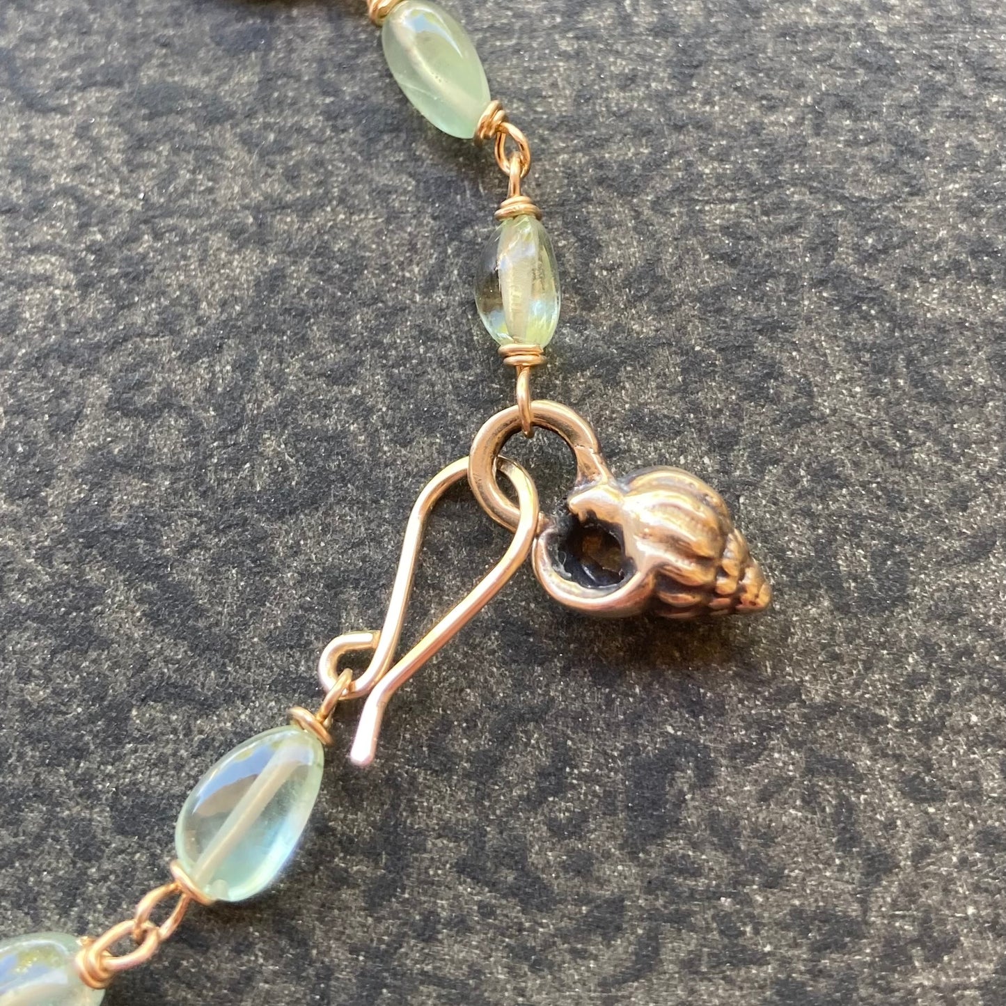 Moss Aquamarine, Gold & Bronze Wentletrap Bracelet