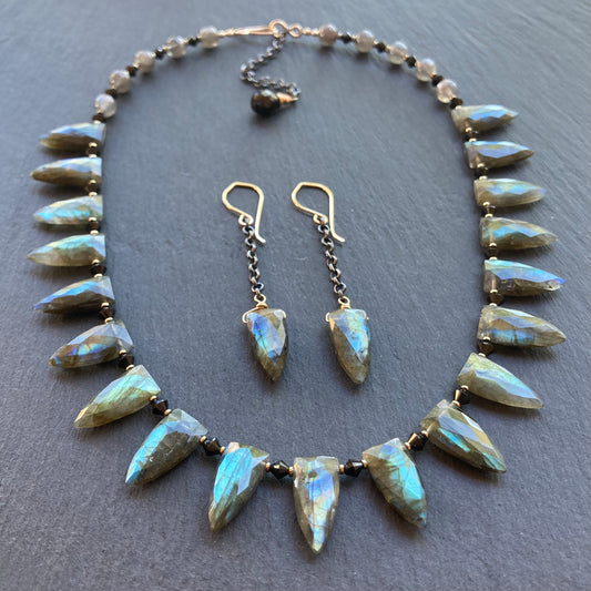 Labradorite, Black Spinel & Pyrite Necklace