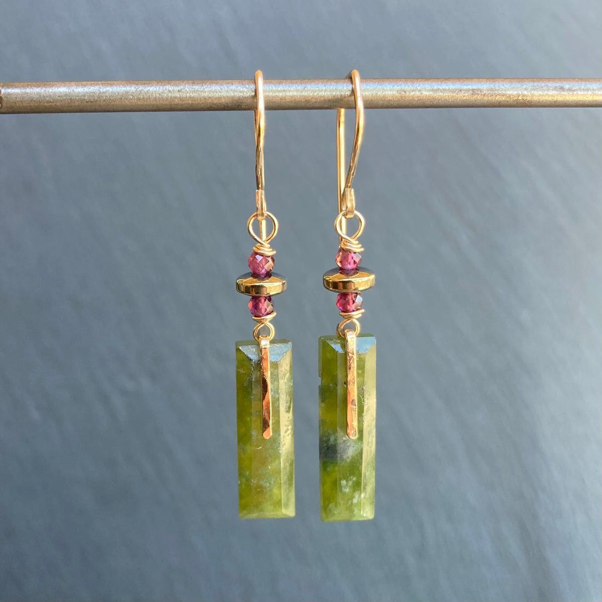Vesuvianite & Gold Earrings