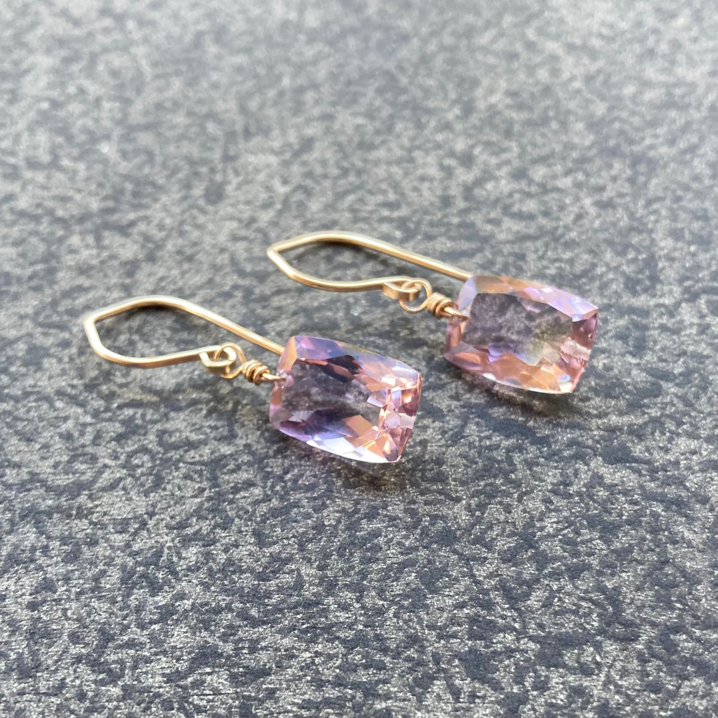 Ametrine & Gold Baguette Earrings