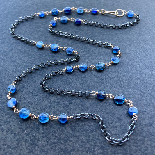 Blue Kyanite & Mixed Metal Necklace