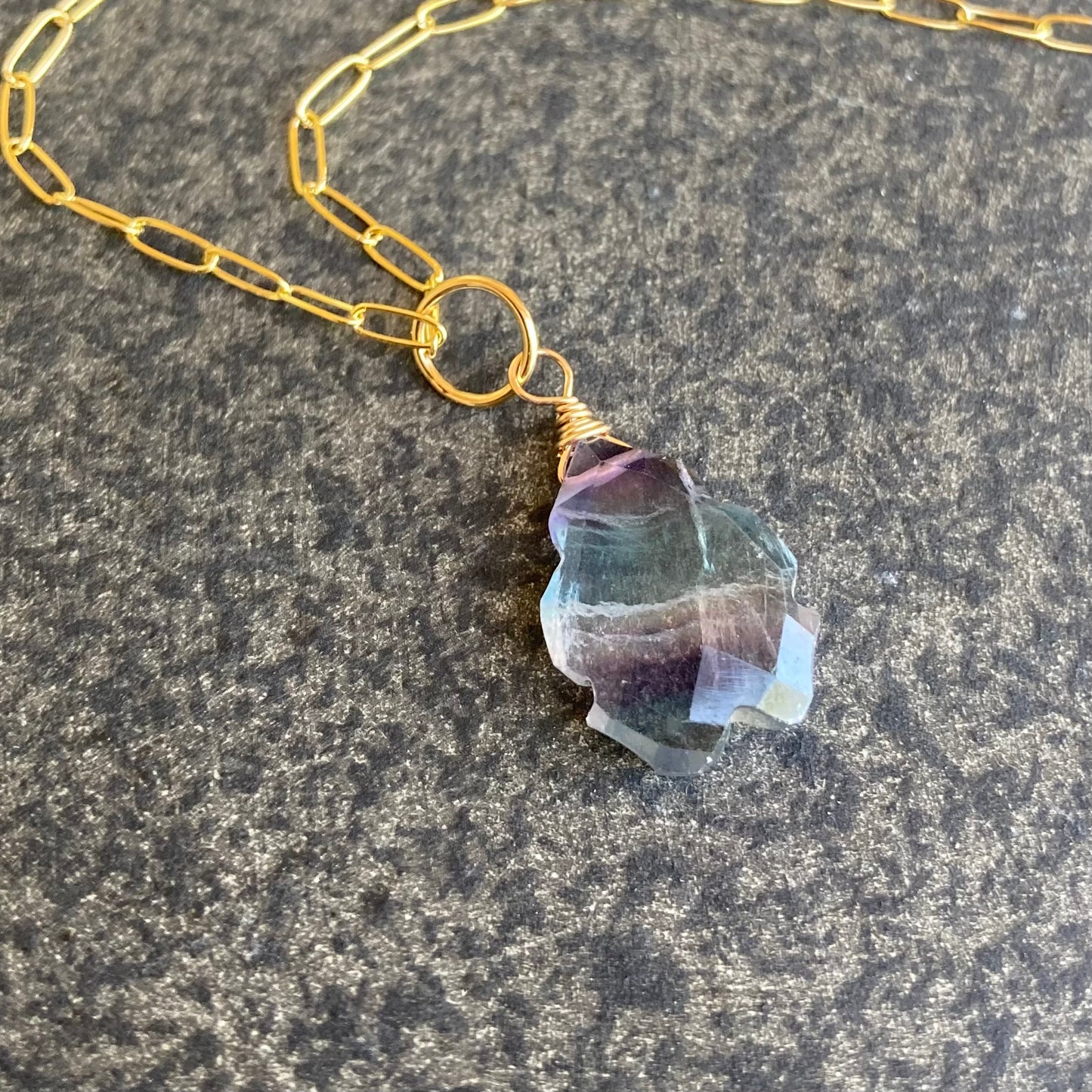 Fluorite & Gold Pendant Necklace